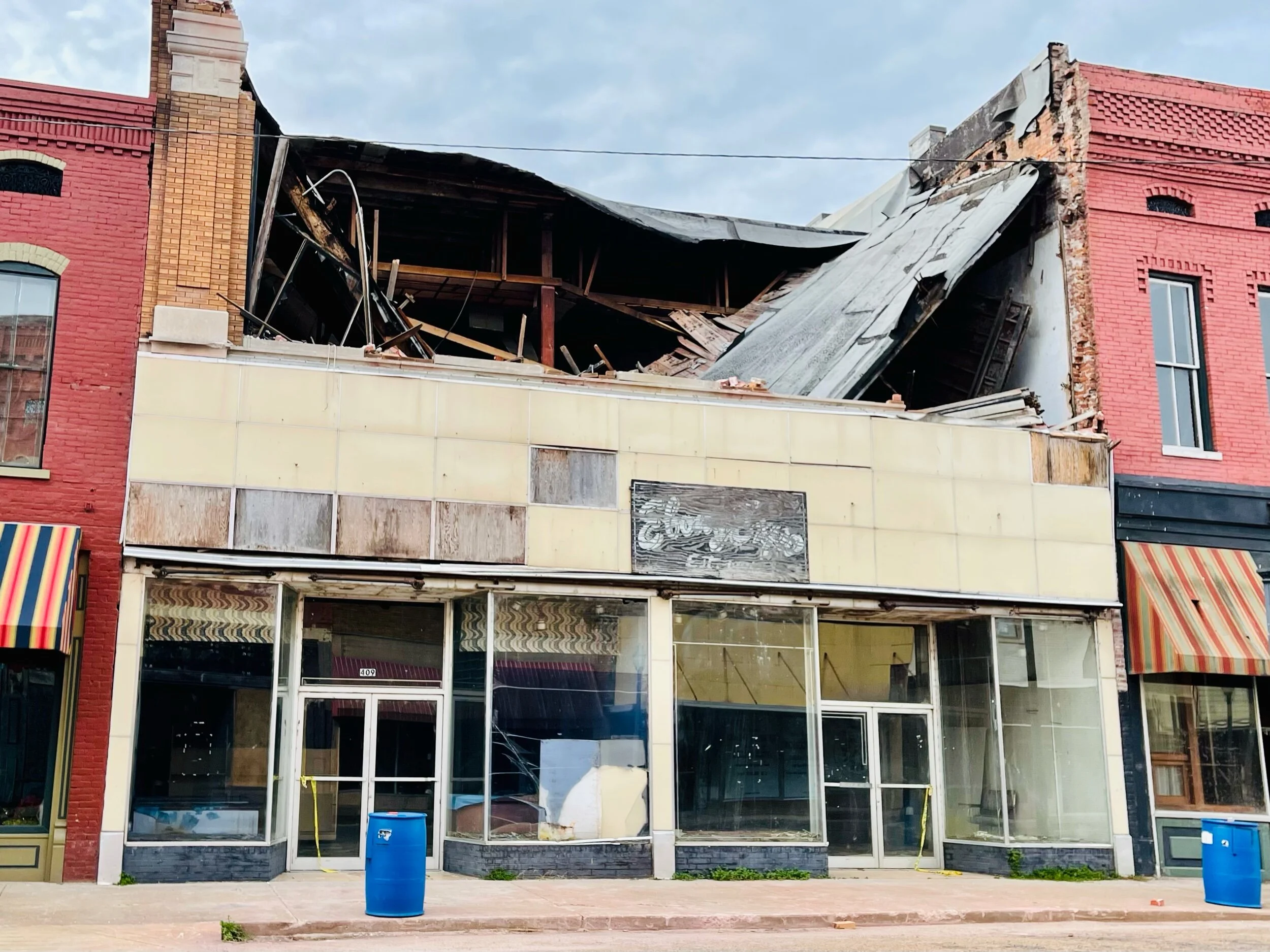 Helena, Arkansas, is home to the longest running daily radio program in the US, King Biscuit Time. This photo was taken on Main Street near the recording studio. Most of the buildings on the four block-long Main Street are shuttered.