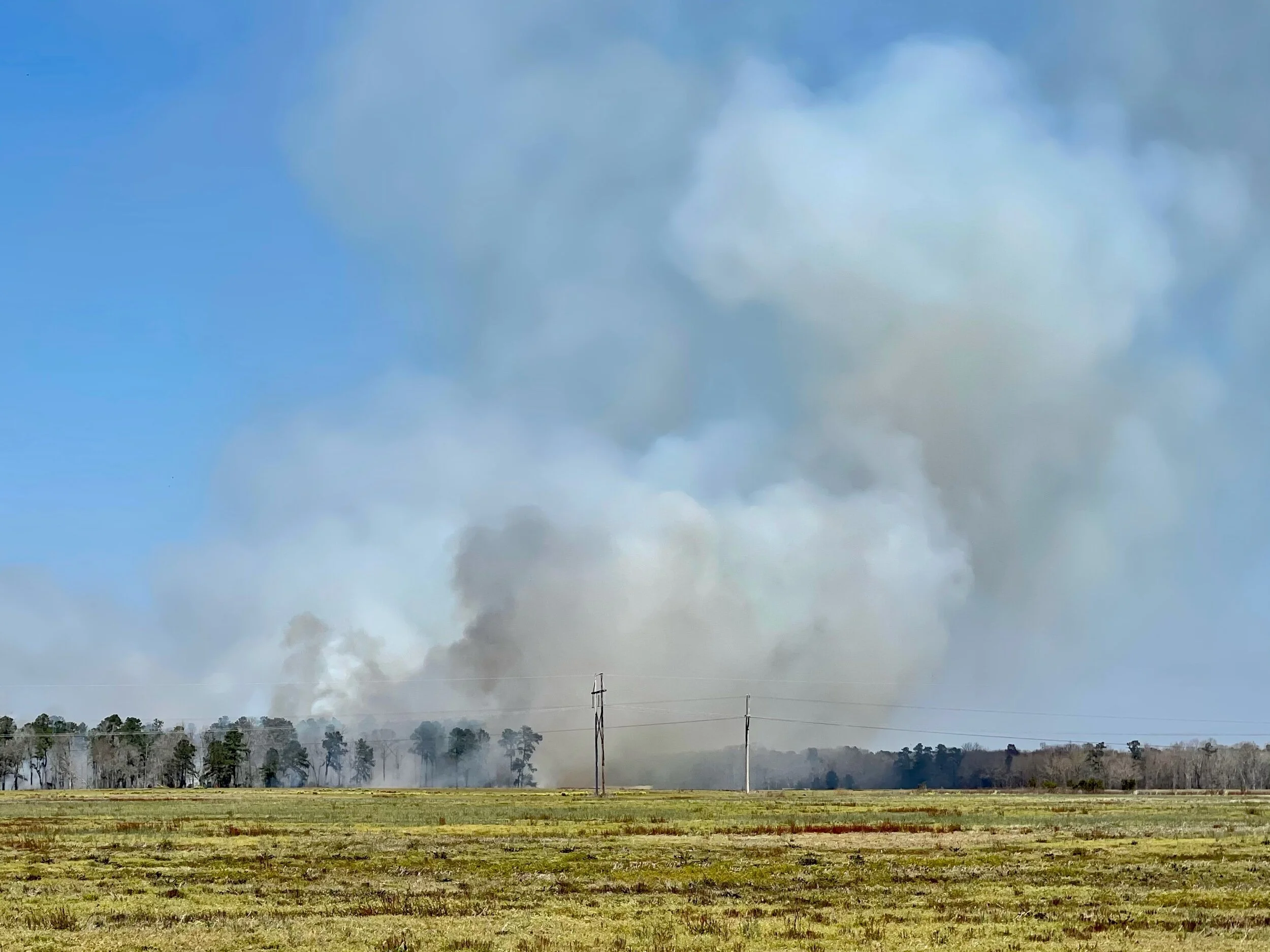 An intentional burn off seen at a distance.