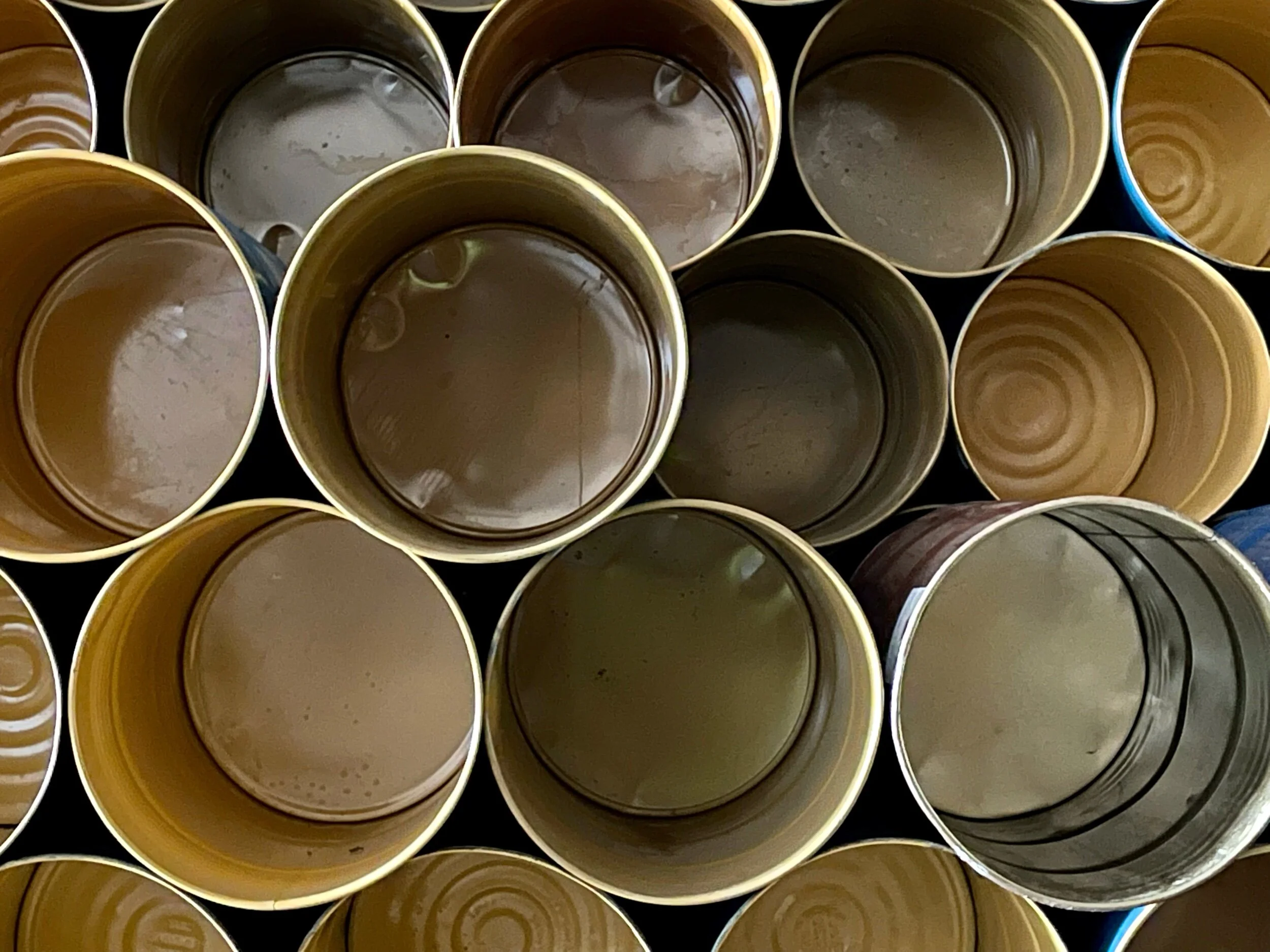Barrels for transporting honey line a wall at the Miller Honey plant in Gackle, ND. Photo by Michael Chase.