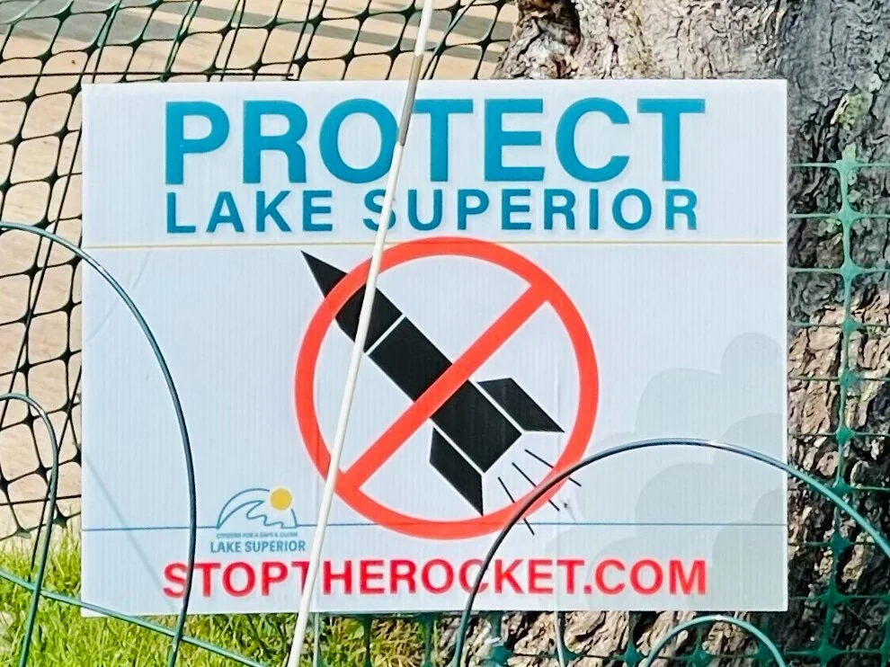 With all the media attention given to Richard Branson’s and Jeff Bezo’s recent journeys to the outer edge of our atmosphere, it was interesting to see these signs in a community that doesn’t want to spoil the Granot Loma’s pristine Lake Superior coast with a commercial rocket launch site. Photo by Michael Chase. Follow him on Instagram at mjohnsonchase.