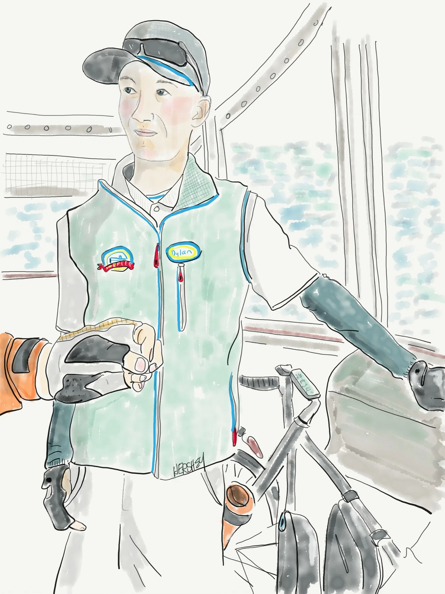 Dylan, who works on the Shepler’s Mackinaw Ferry, listens to us bemoan the fact that bicycles are not allowed on the “Big Mac” bridge over the Mackinaw Straits on I-75. Dylan drives the 5 mile span every day to get to his job.