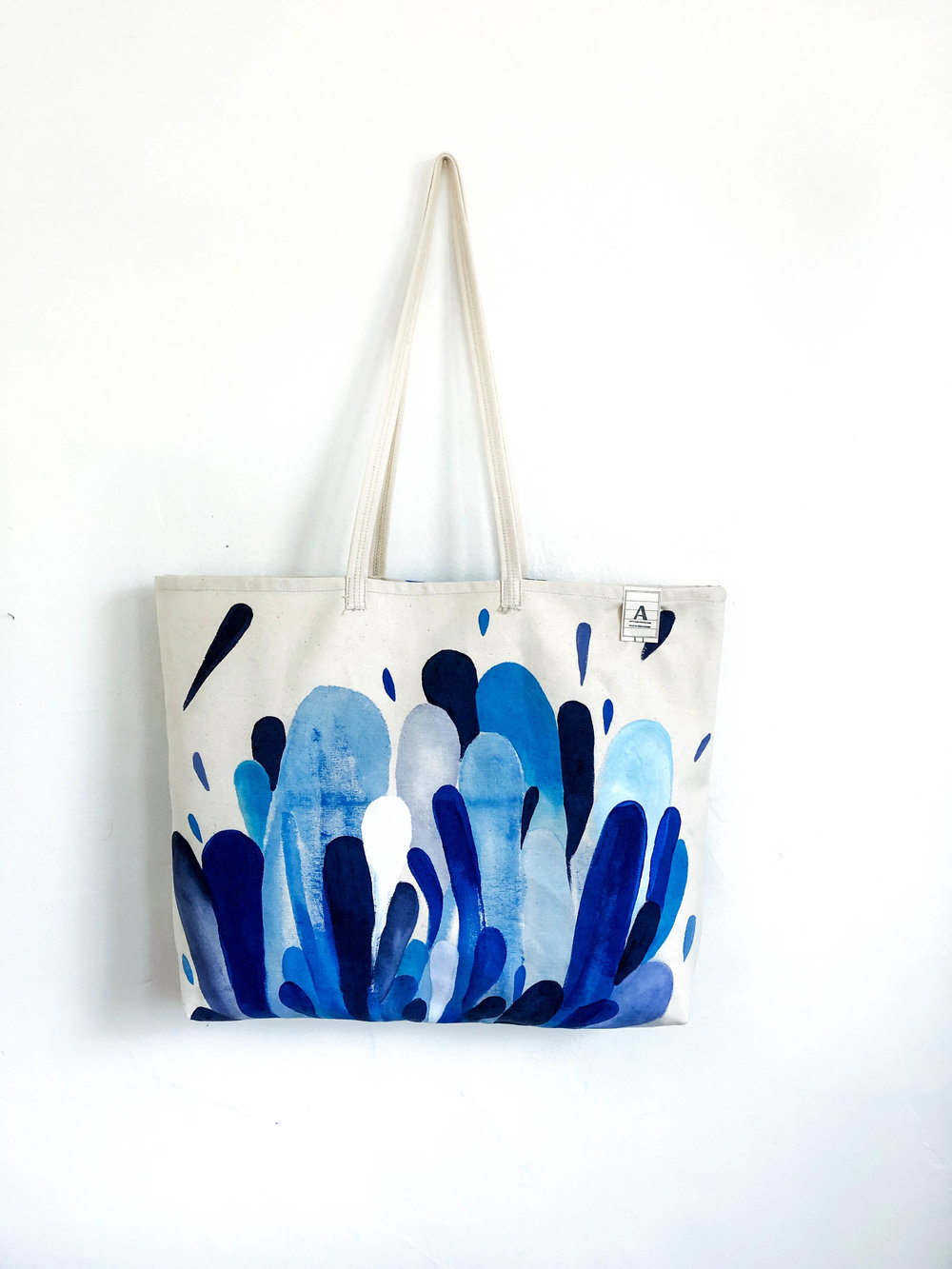 Art Tote Bag - Blue on Natural —