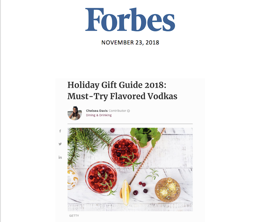 Forbes' Best New Vodkas-Holiday 2018