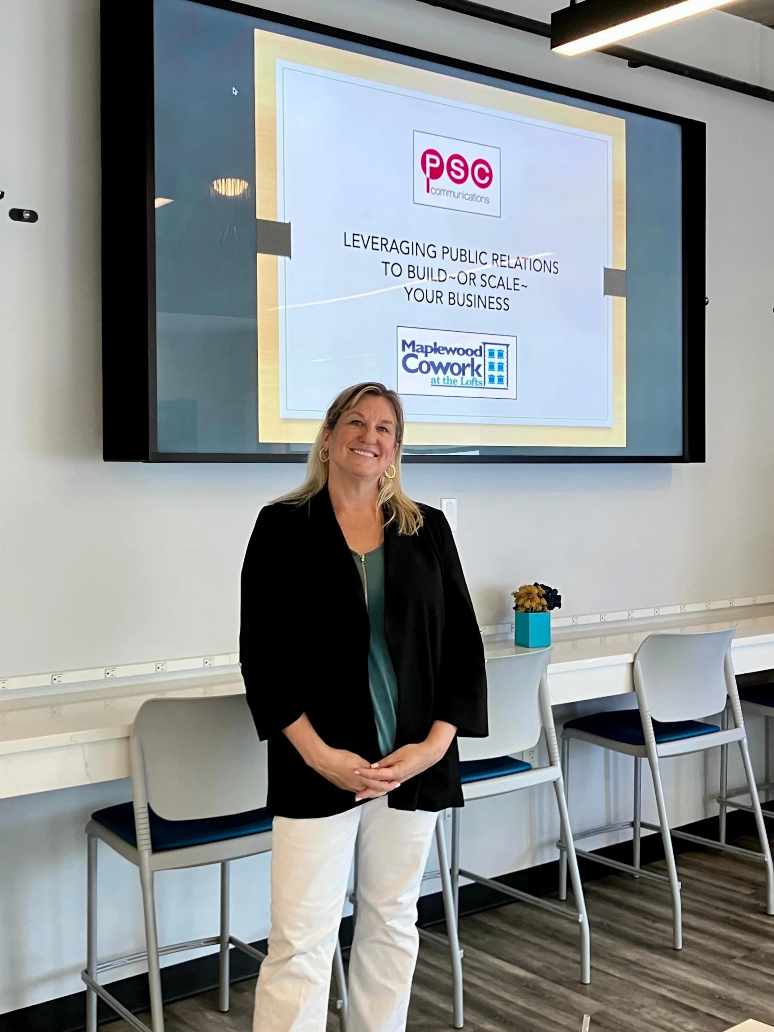 Thanks to @maplewoodcowork for having me speak with their members today about Leveraging PR to Build~or Scale~Your Business.

Such great conversations!