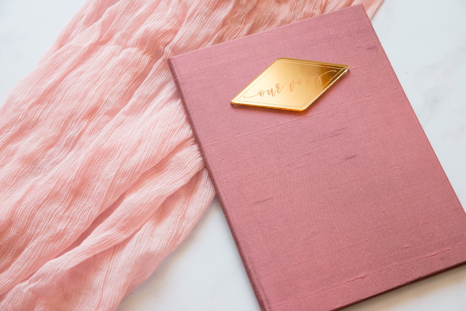 rose gold silk vow book