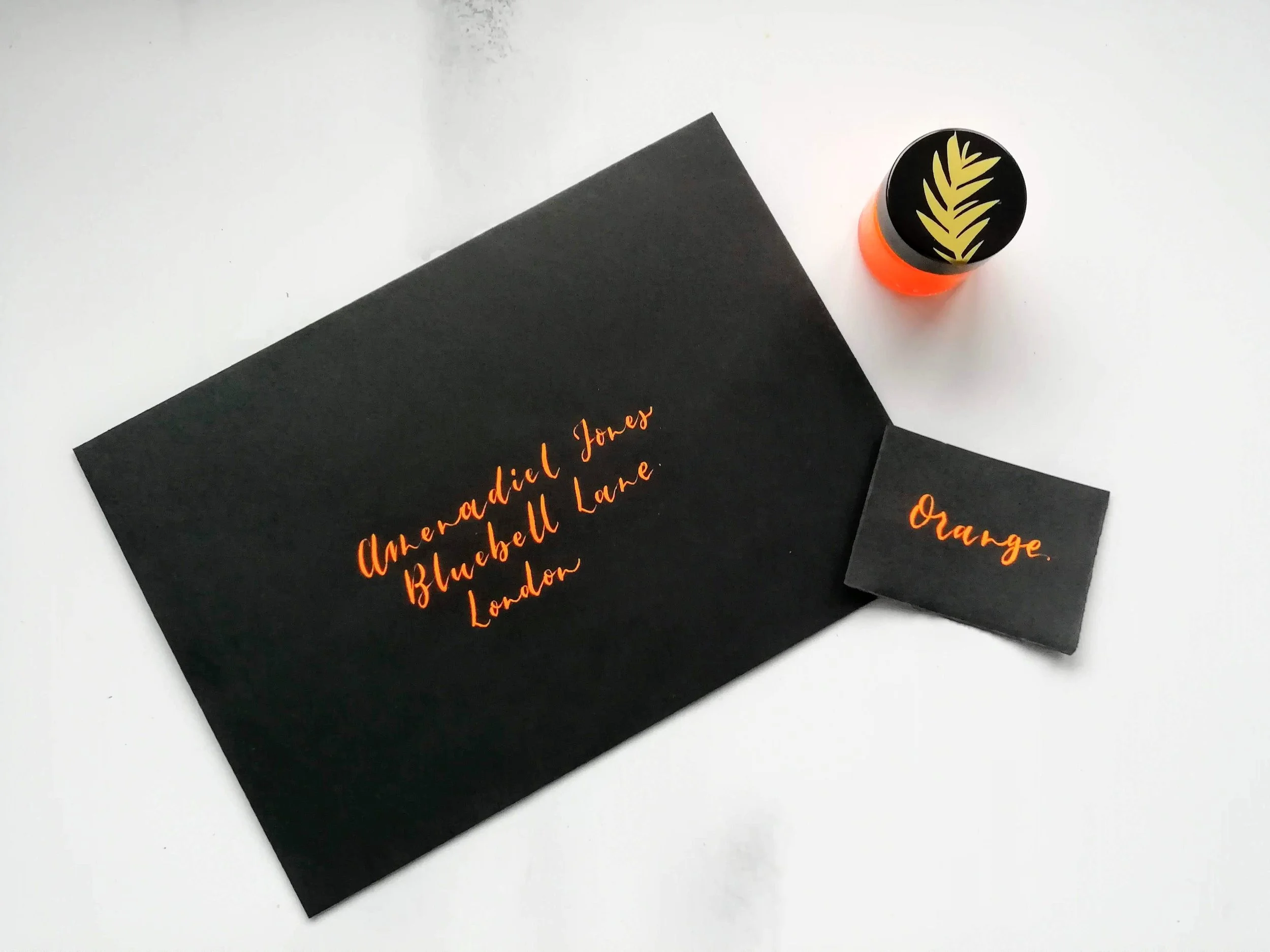 Neon Orange Fluorescent Coloured Calligraphy Ink