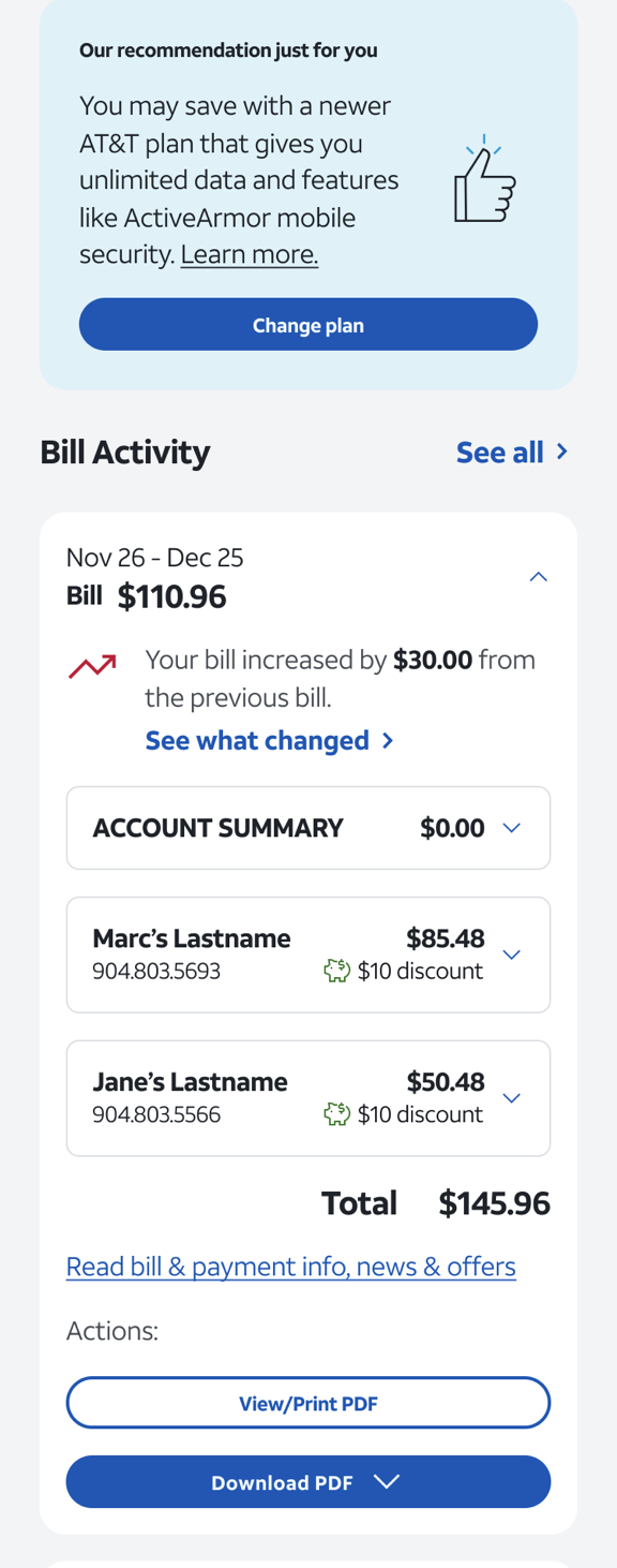Expanded: bill activity