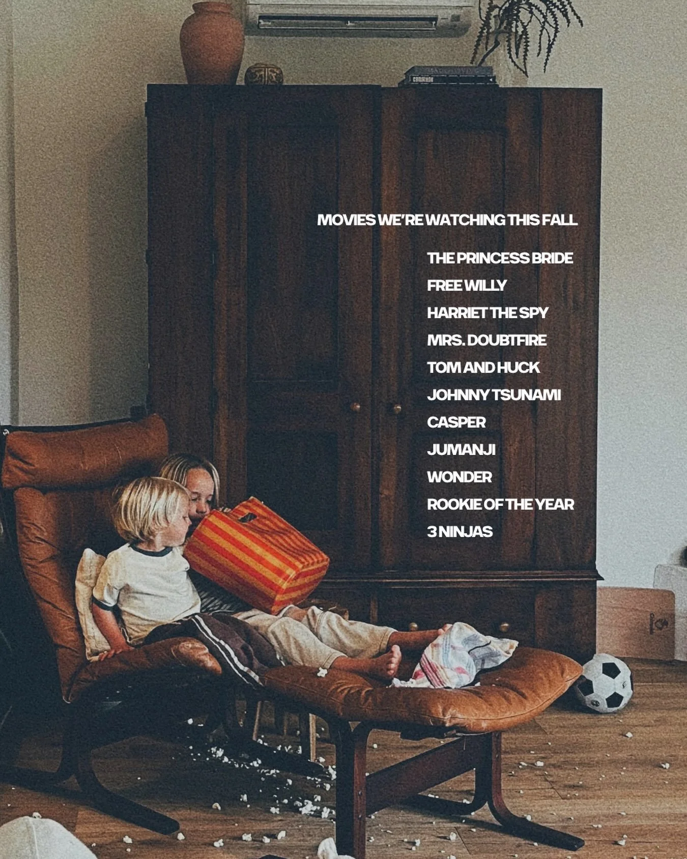 Gettin&rsquo; a little cozier, a little darker outside earlier, and a little more time for some good old fashioned movie nights 🎬
Here is our fall hit list of some classics we are equally excited to watch with our boys. And yes, &ldquo;the basket&rd