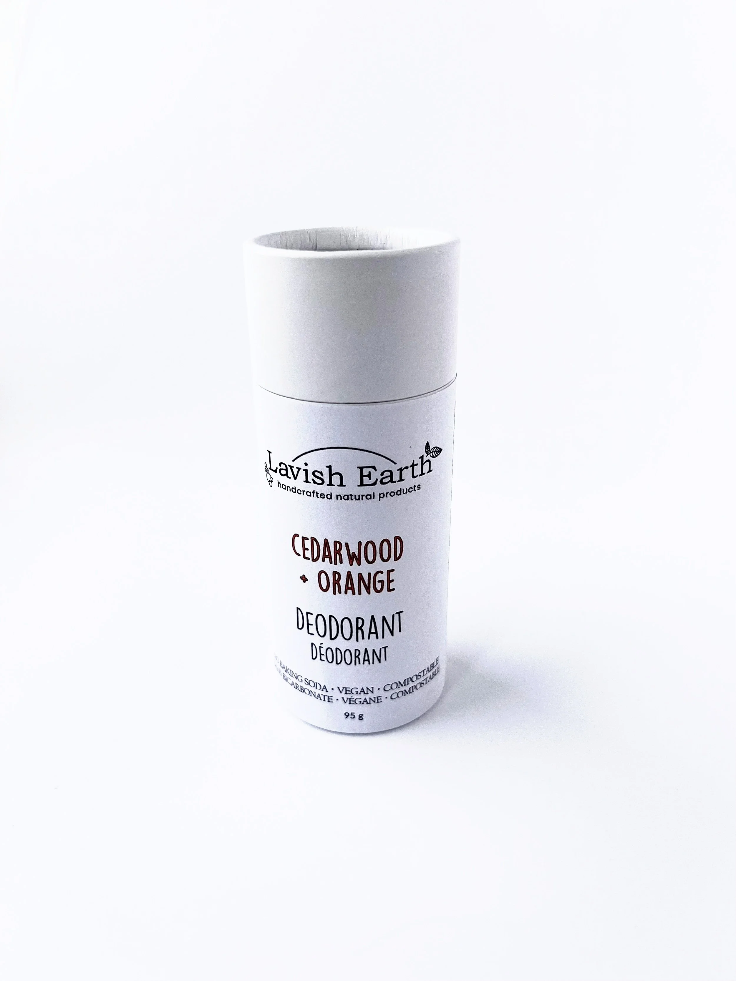Lavish Earth cedarwood orange natural deodorant stick, aluminum free handcrafted natural deodorant