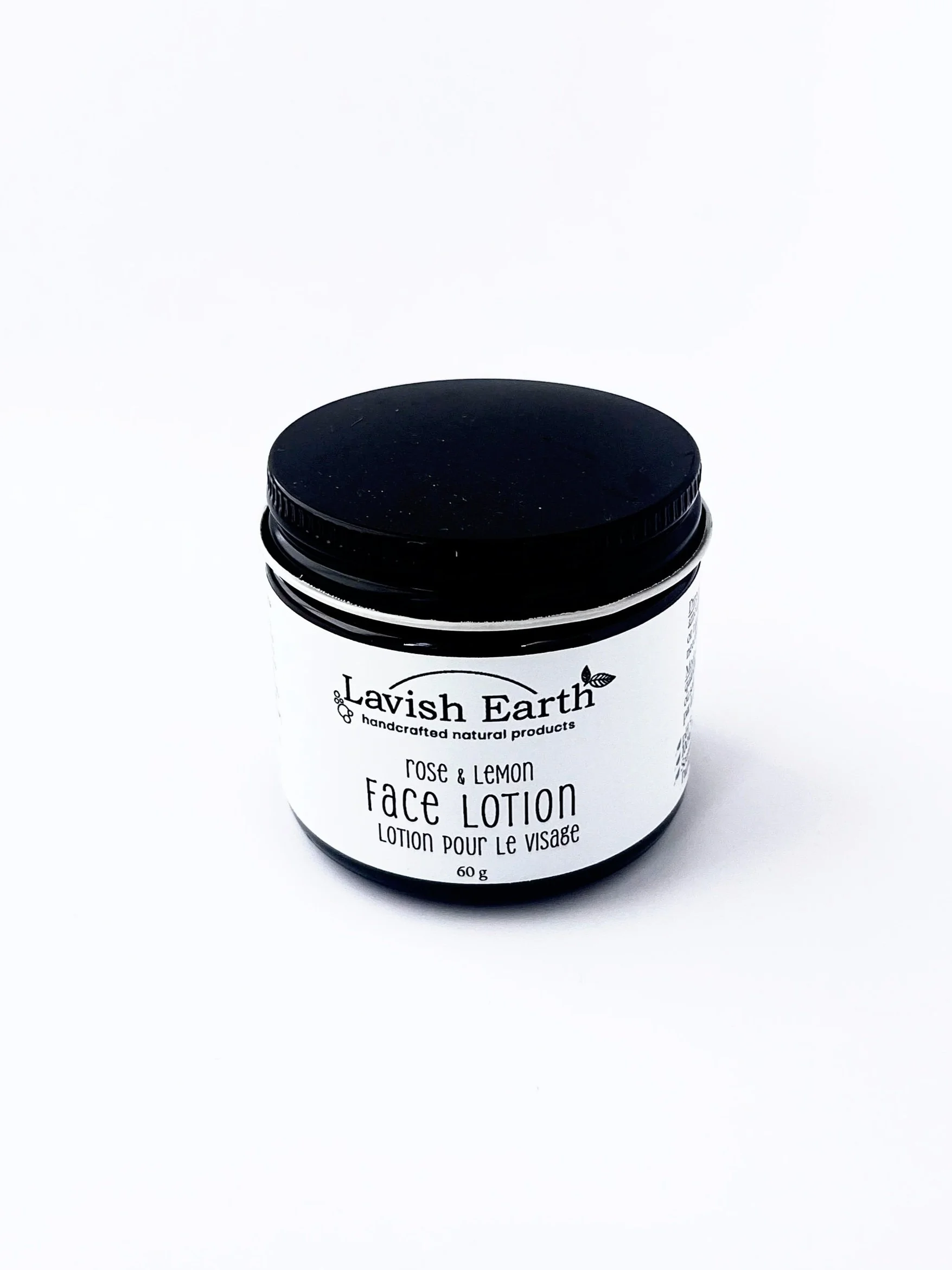 Lavish Earth natural face lotion in glass jar, handcrafted natural moisturizer Grand Valley Ontario