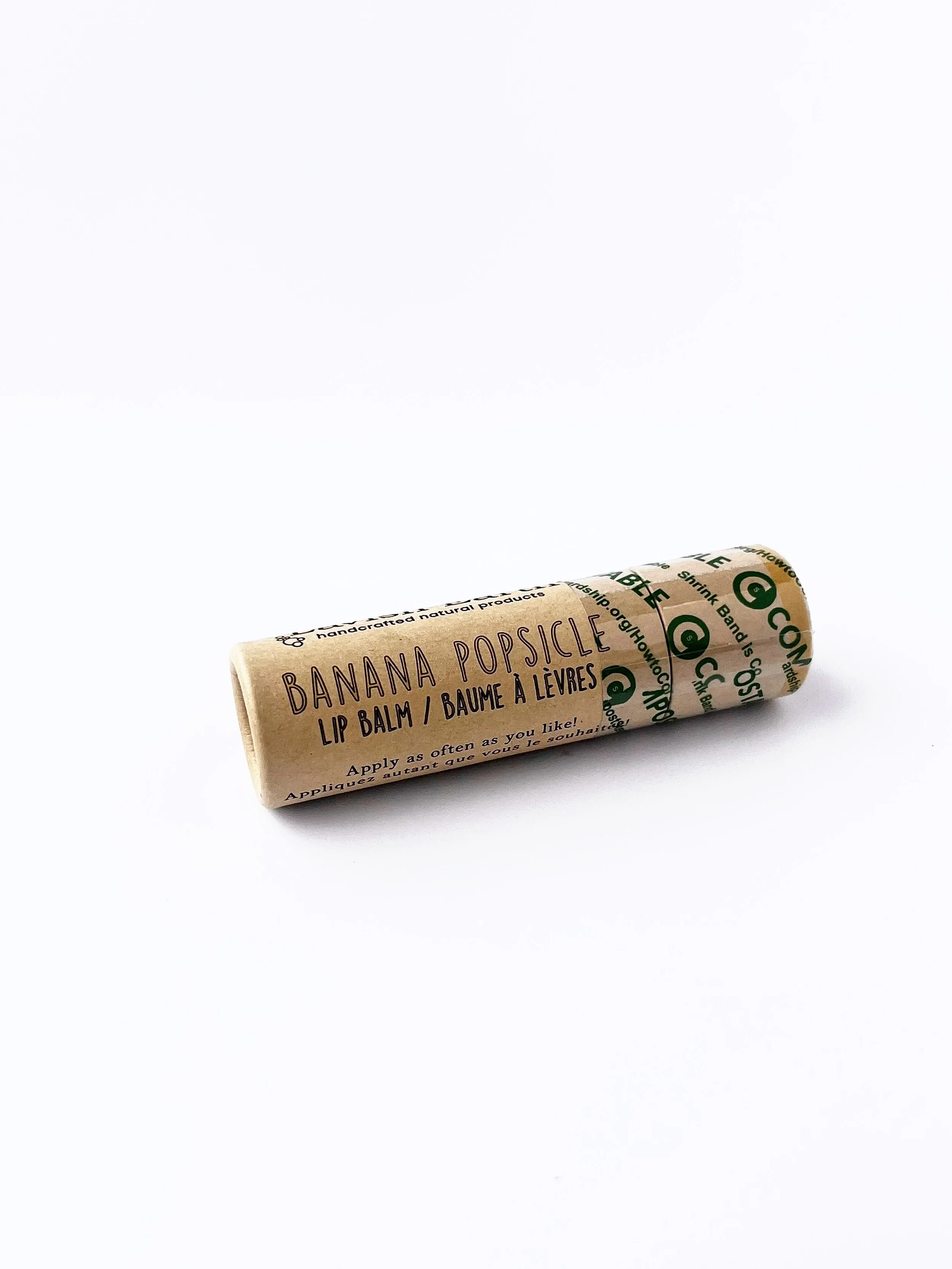 Lavish Earth Banana Popsicle natural lip balm, compostable tube, handcrafted Ontario