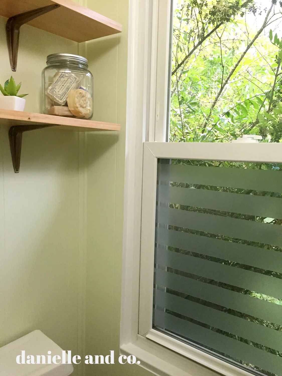 Need some privacy? Create a striped affect with window privacy film! From danielleandco.com