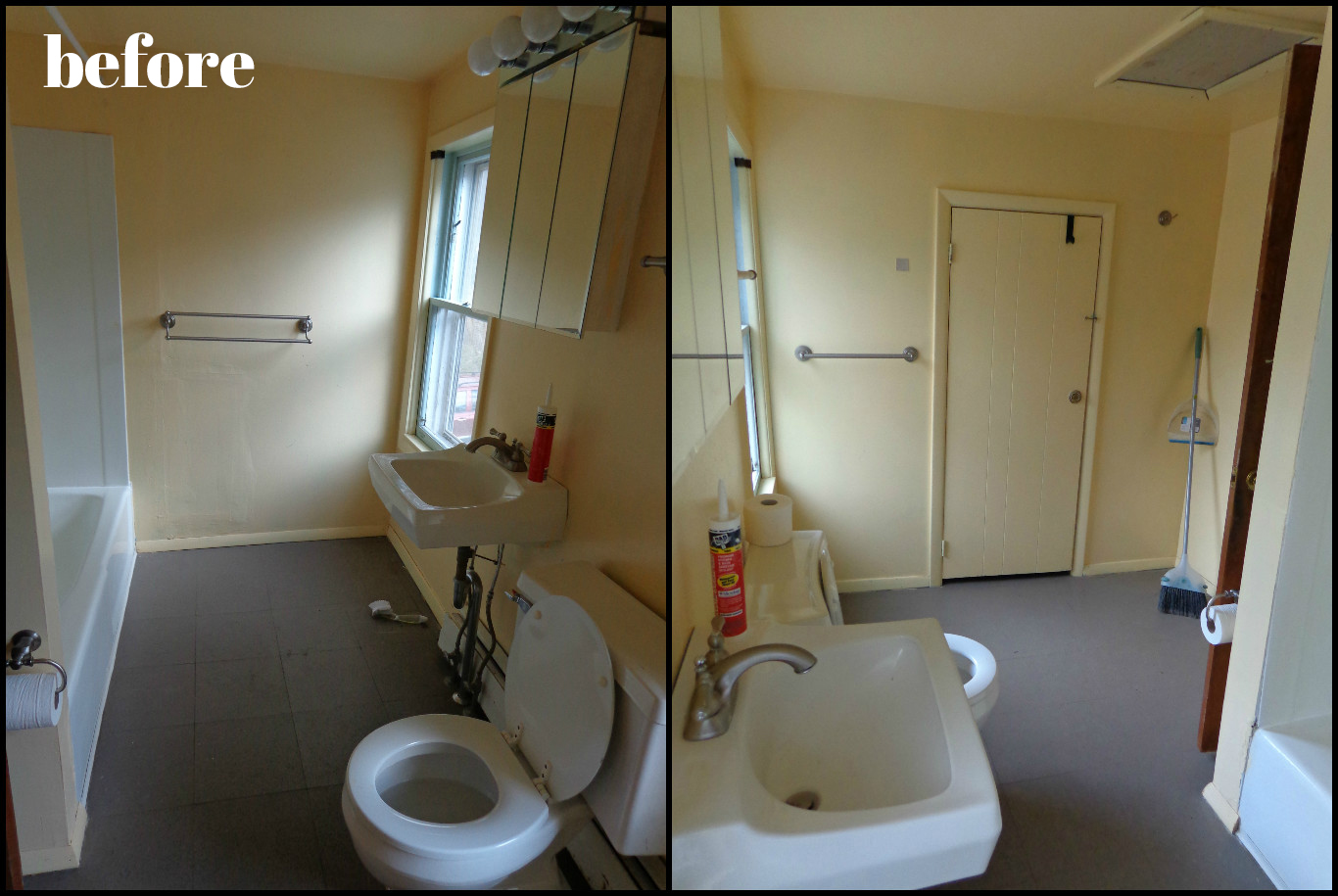 Upstairs bath "before" photos on danielleandco.com