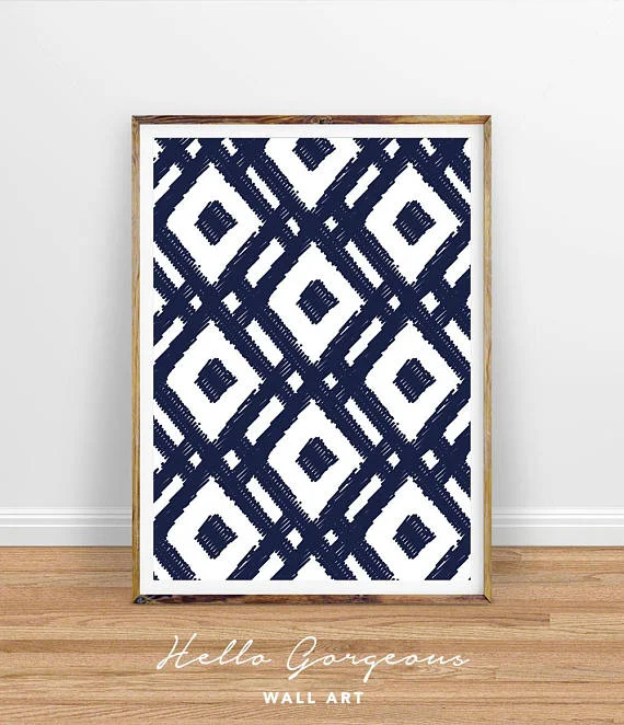 This navy pattern is so bold and really makes a statement, from Hello Gorgeous Wall Art on Etsy