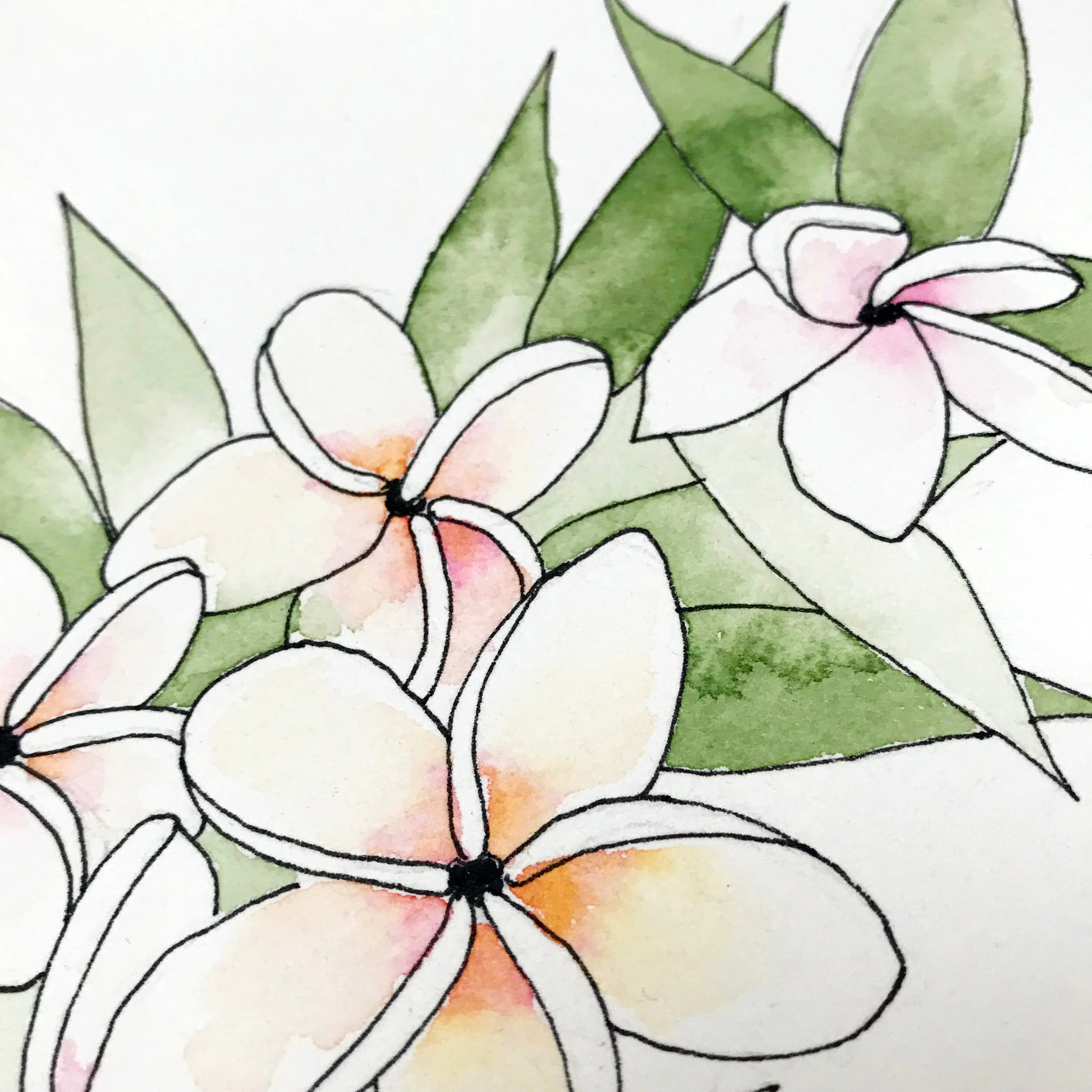 While the paint blends smoothly on Arches Cold Press paper, the micron pen looks more jagged, by danielleandco.com