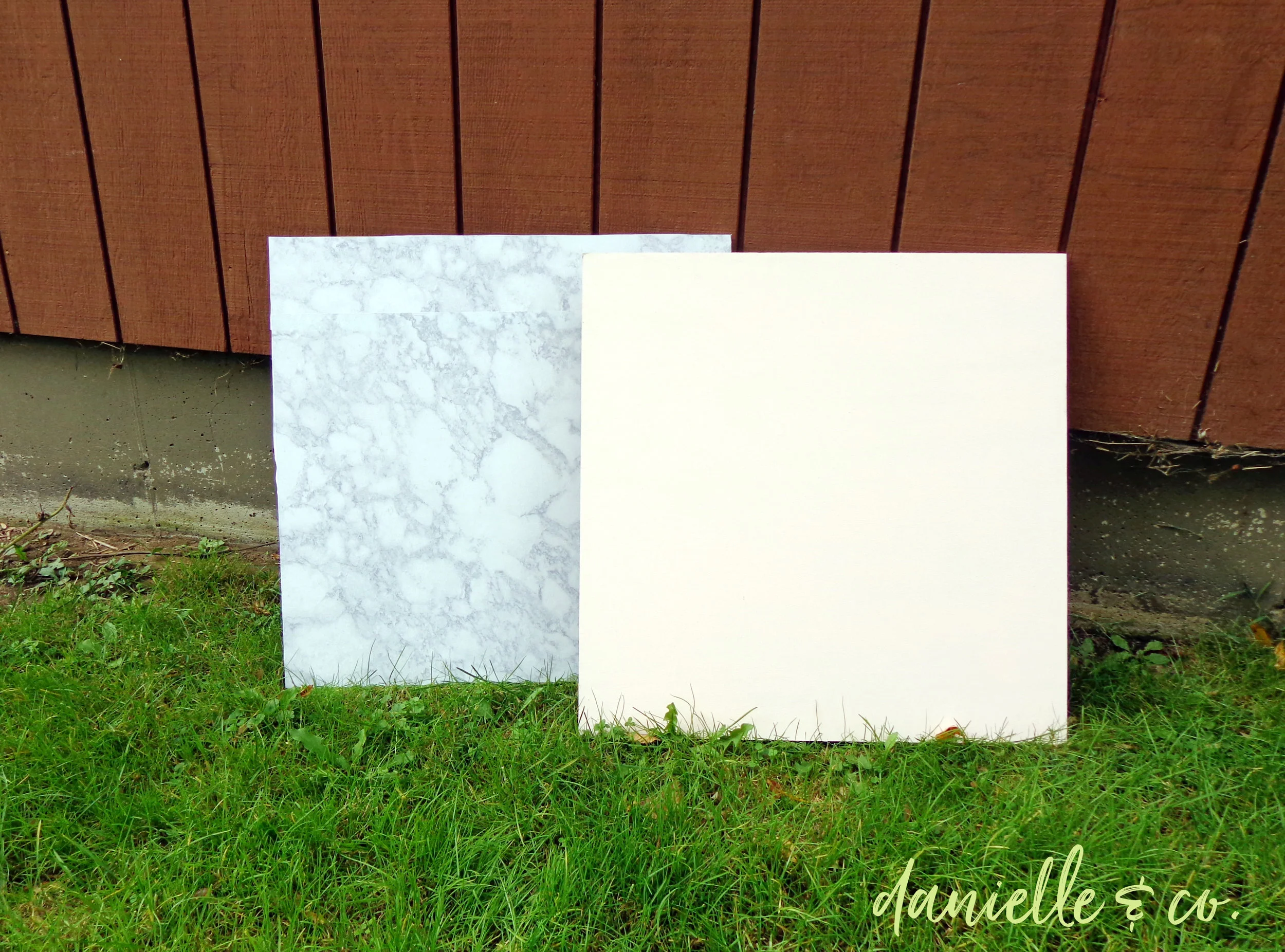 How to DIY three different photo backdrops (marble, blush pink, and pine wood!) to showcase your artwork, crafts, and other projects. Supply list and instructions on danielleandco.com