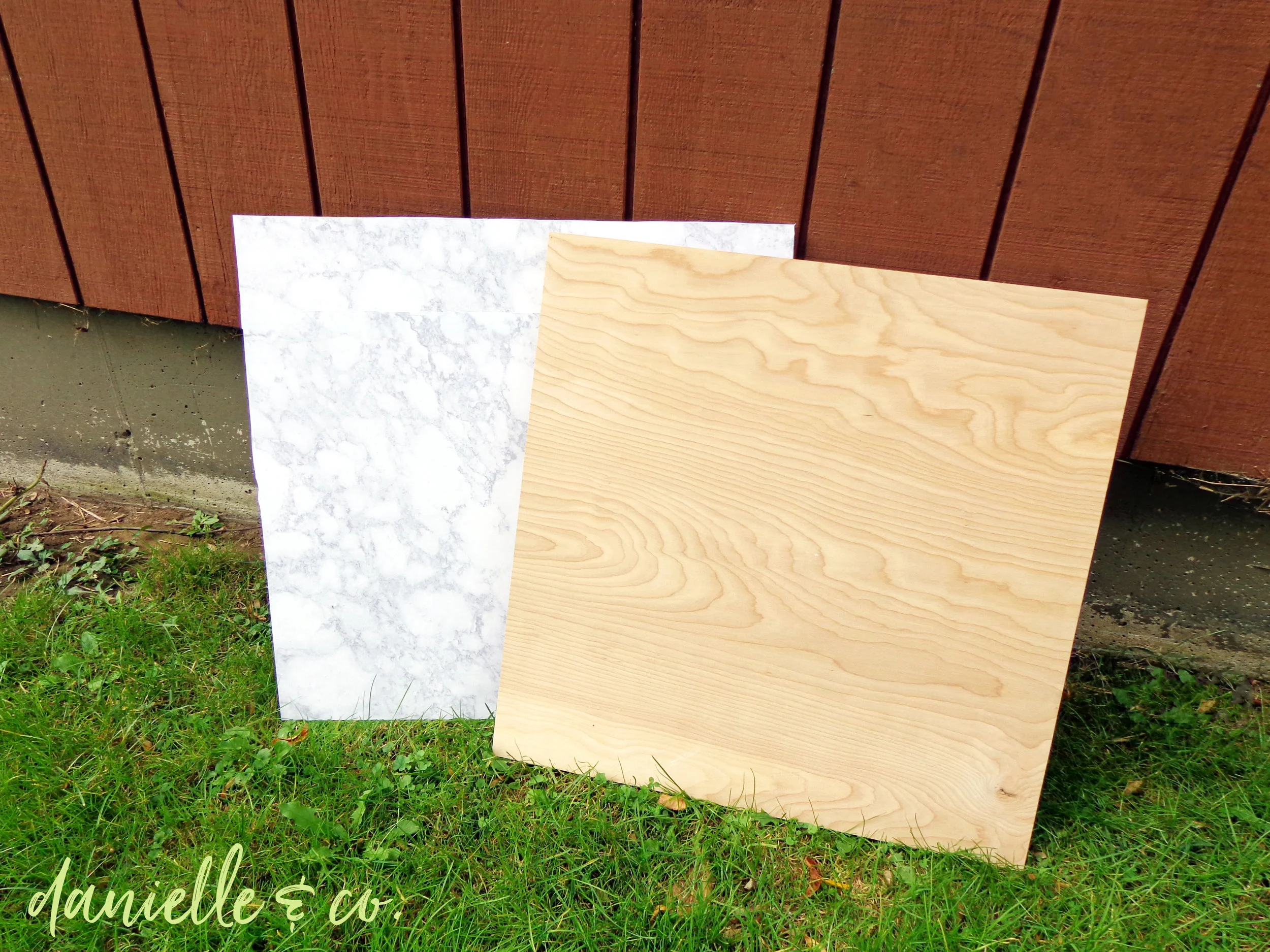 How to DIY three different photo backdrops (marble, blush pink, and pine wood!) to showcase your artwork, crafts, and other projects. Supply list and instructions on danielleandco.com