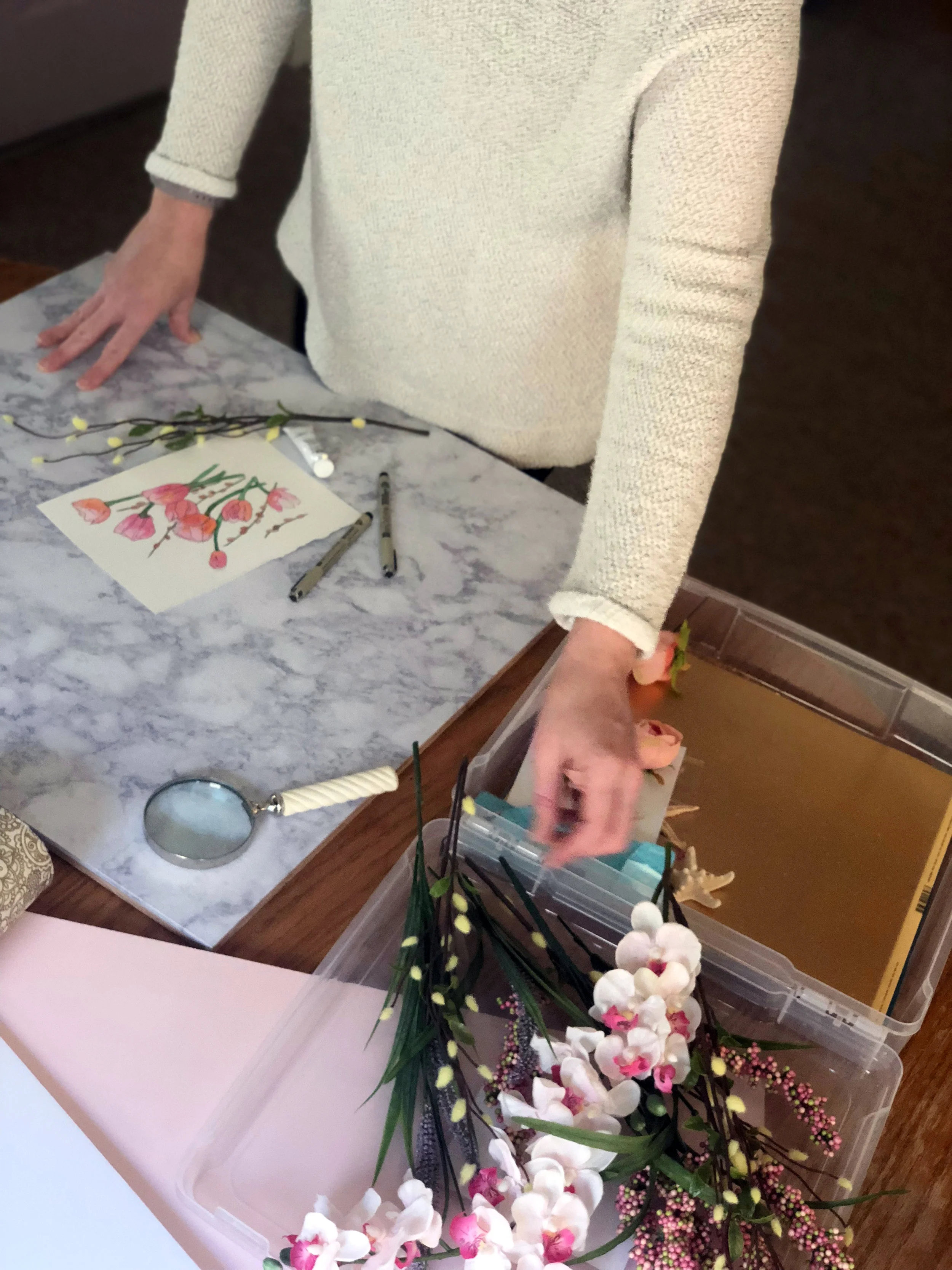 How to style flatlay photos of your artwork or products - tips & tricks for showcasing your work for listing images, marketing, and social media use, from danielleandco.com