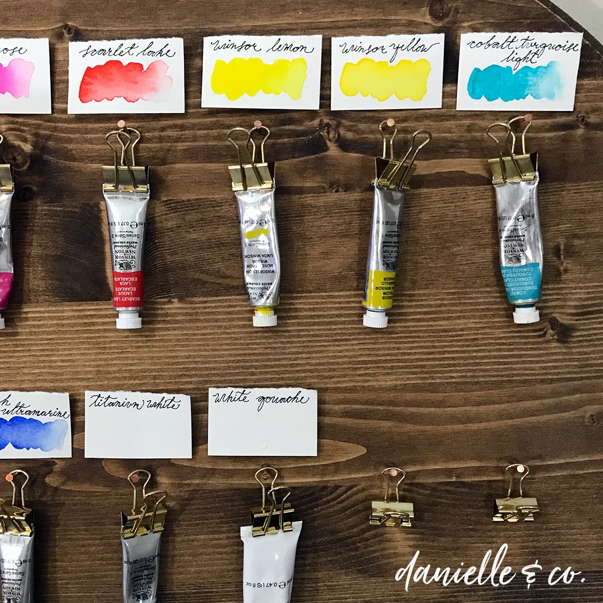 A DIY watercolor paint storage, affordable and easy to organize watercolor tube paints! From danielleandco.com