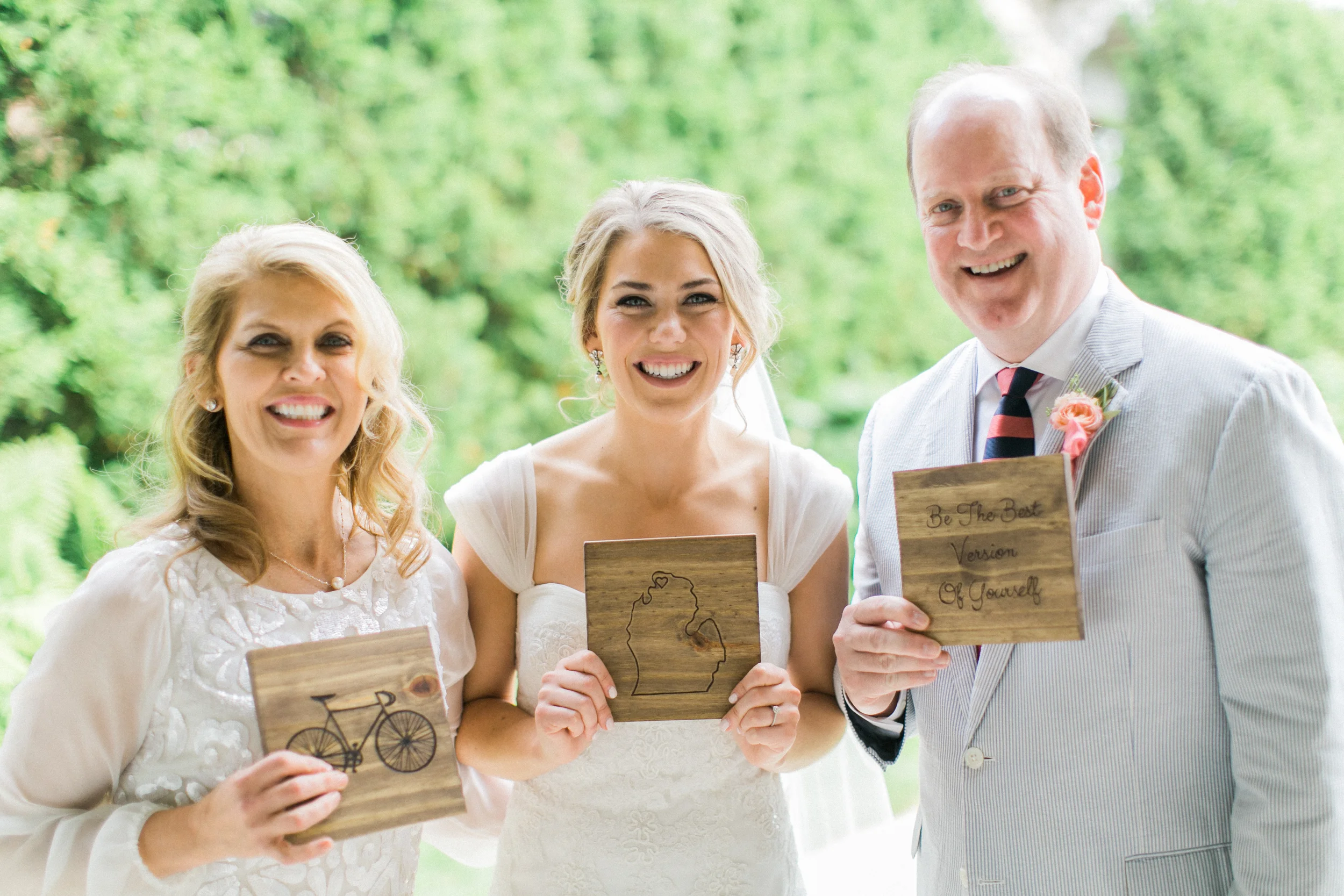 For my wedding, I gifted my parents with three plaques made of Michigan wood, the third reading, "Be the Best Version of Yourself."