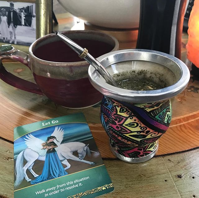 #12daysofselfcare @marjorienass Day 2. Early morning quiet...alone, before the house stirs #lemonwater #yerbamate #doreenvirtue #peaceandquiet #selfcare