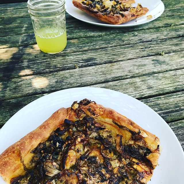 Wood fired pizza and cucumber water to wrap up a hot and tiring week. #pizza #summer2019 #heatwave #farm #outdoorkitchen #localfoods #fromscratch #justwhatineeded