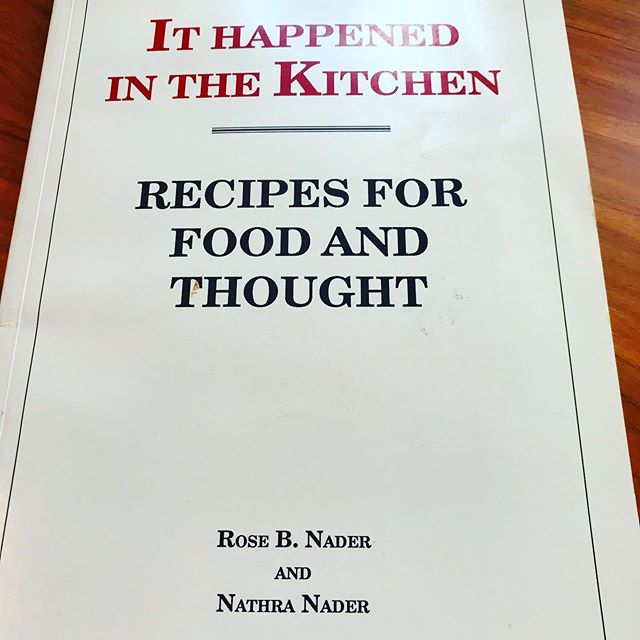 Very random thrift store find. A cookbook and community engagement manual written by Ralph Nader&rsquo;s parents. Nathra Nader, Ralph&rsquo;s father, was a restaurateur. These are his favorite Lebanese recipes (food) and his holistic approach to fami