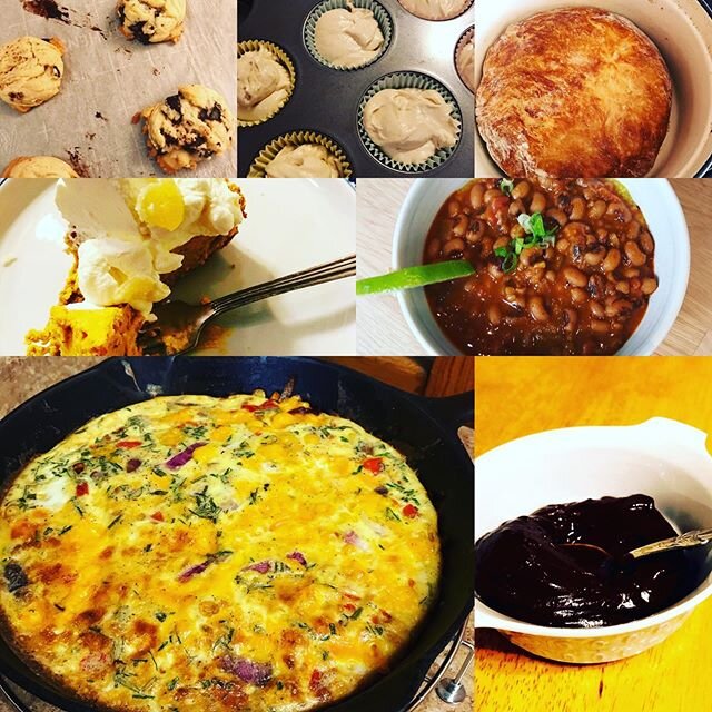 Hope everyone is making and eat delicious food during this time of social distancing. Stay healthy and stay at home, if possible! #fromscratch #lovinfromtheoven #stresscarbs #homemadeisbest #fritatta #chocolatepudding #chili #cookies #bread
