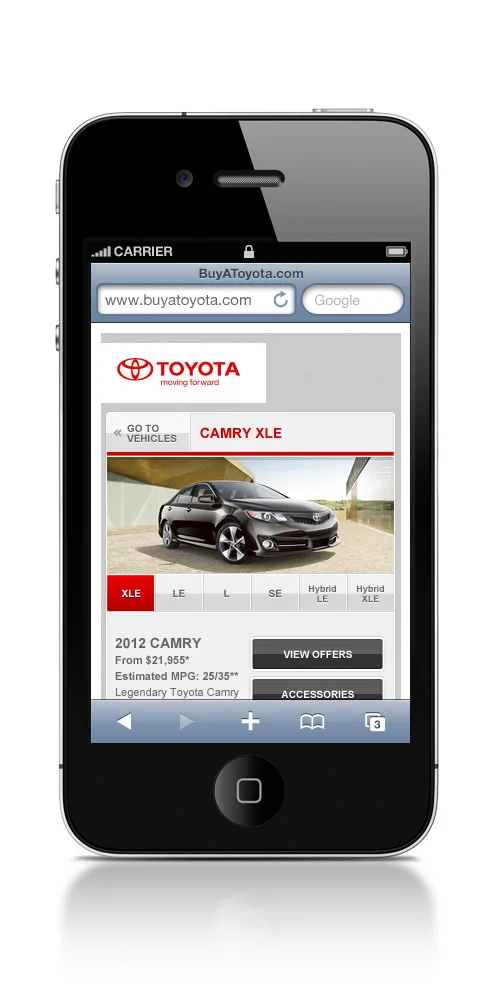 Toyota BuyAToyota Mobile Website