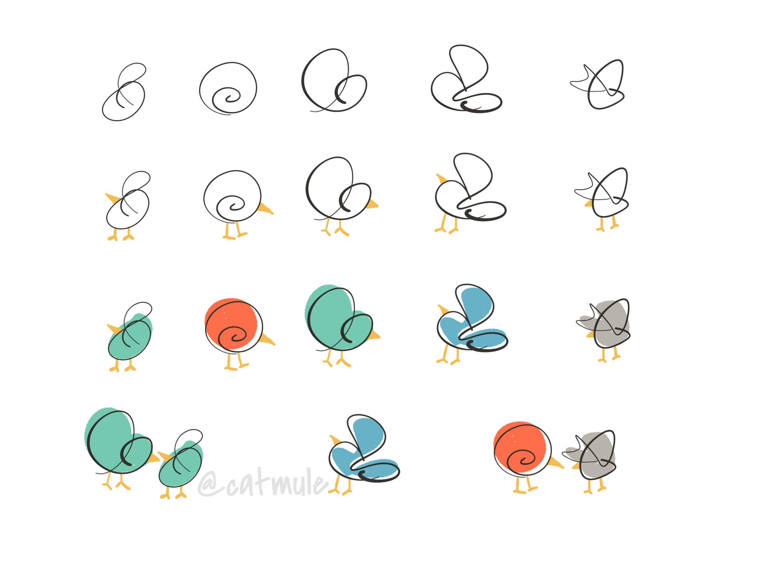 Doodle Birds. A warm up activity I use to help my students understand that anyone can draw. 