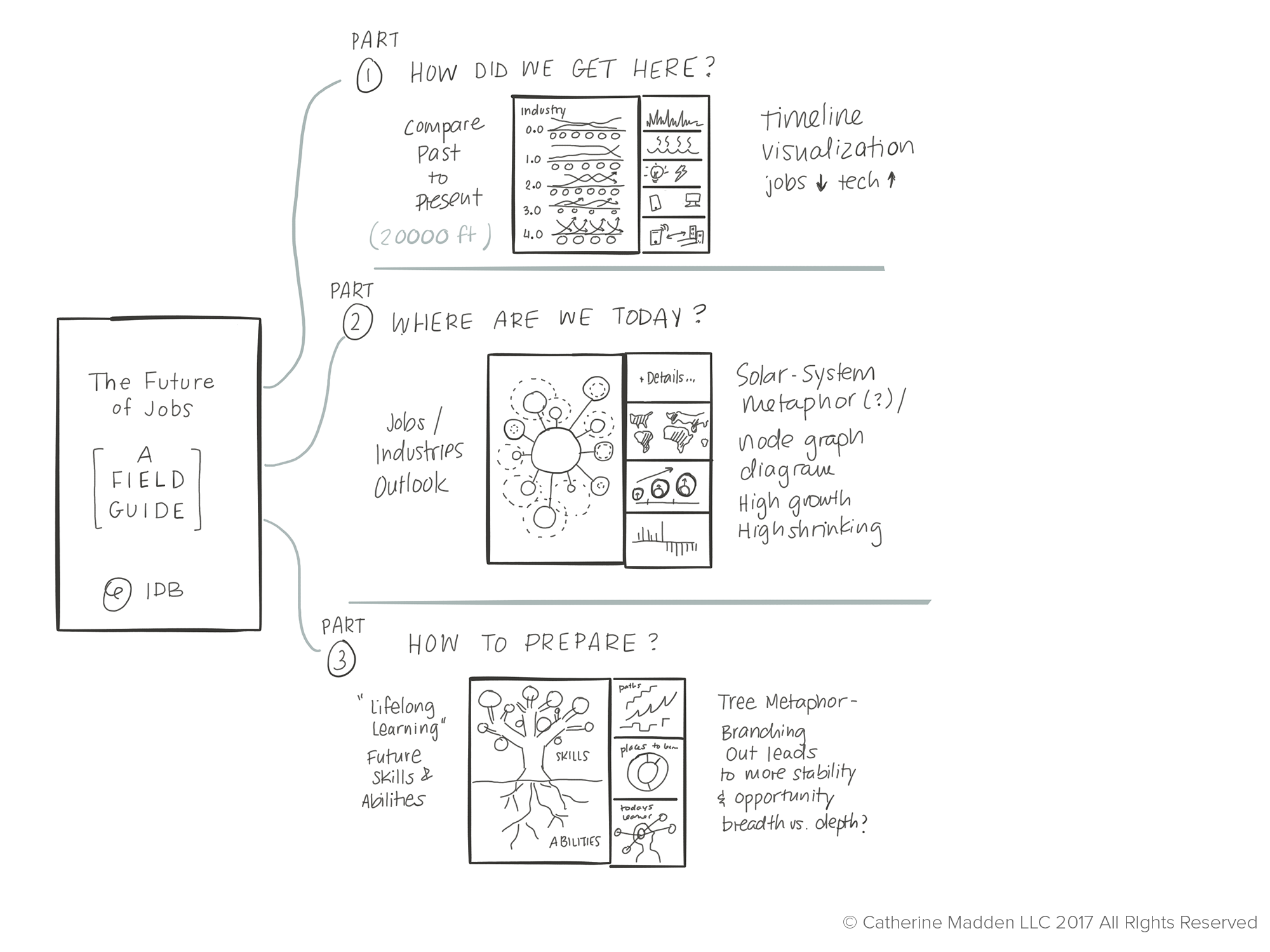 4. At some point we finalized the project budget, which allowed for three static images. This format led me to hone in on a field-guide format and three key story points. 