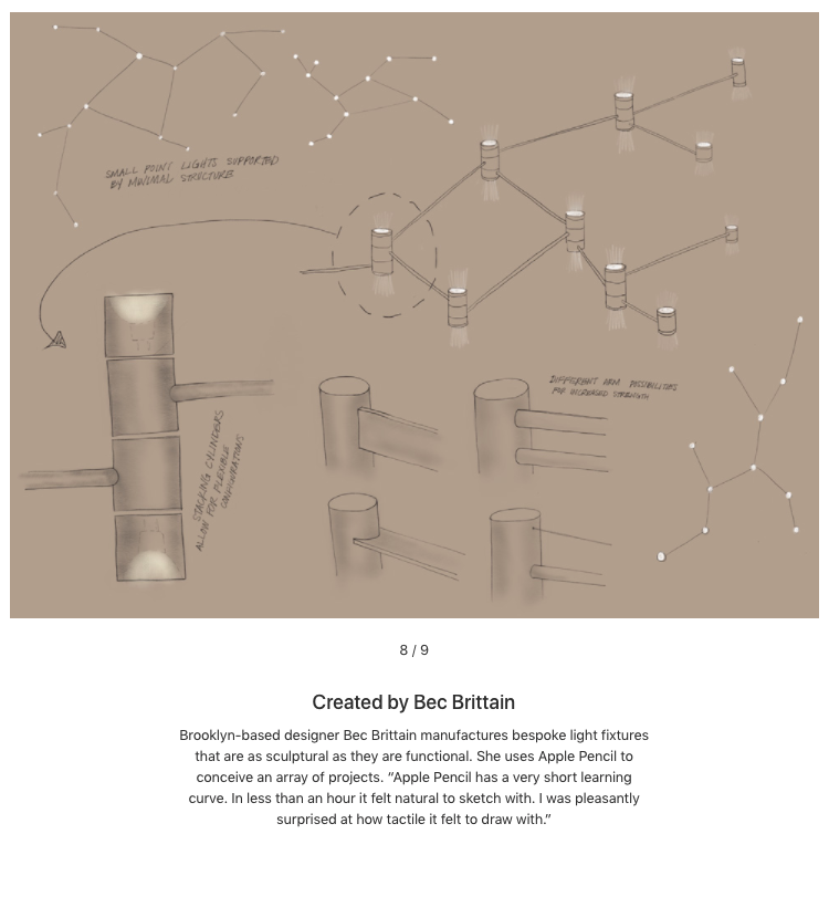 Lighting designer Bec Brittain is a great example of how drawing on the ipad can be useful in unexpected ways. 