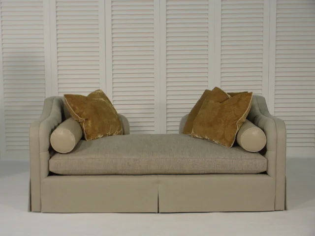 Custom Daybed with Tufted Corners & Lumbar Pillows