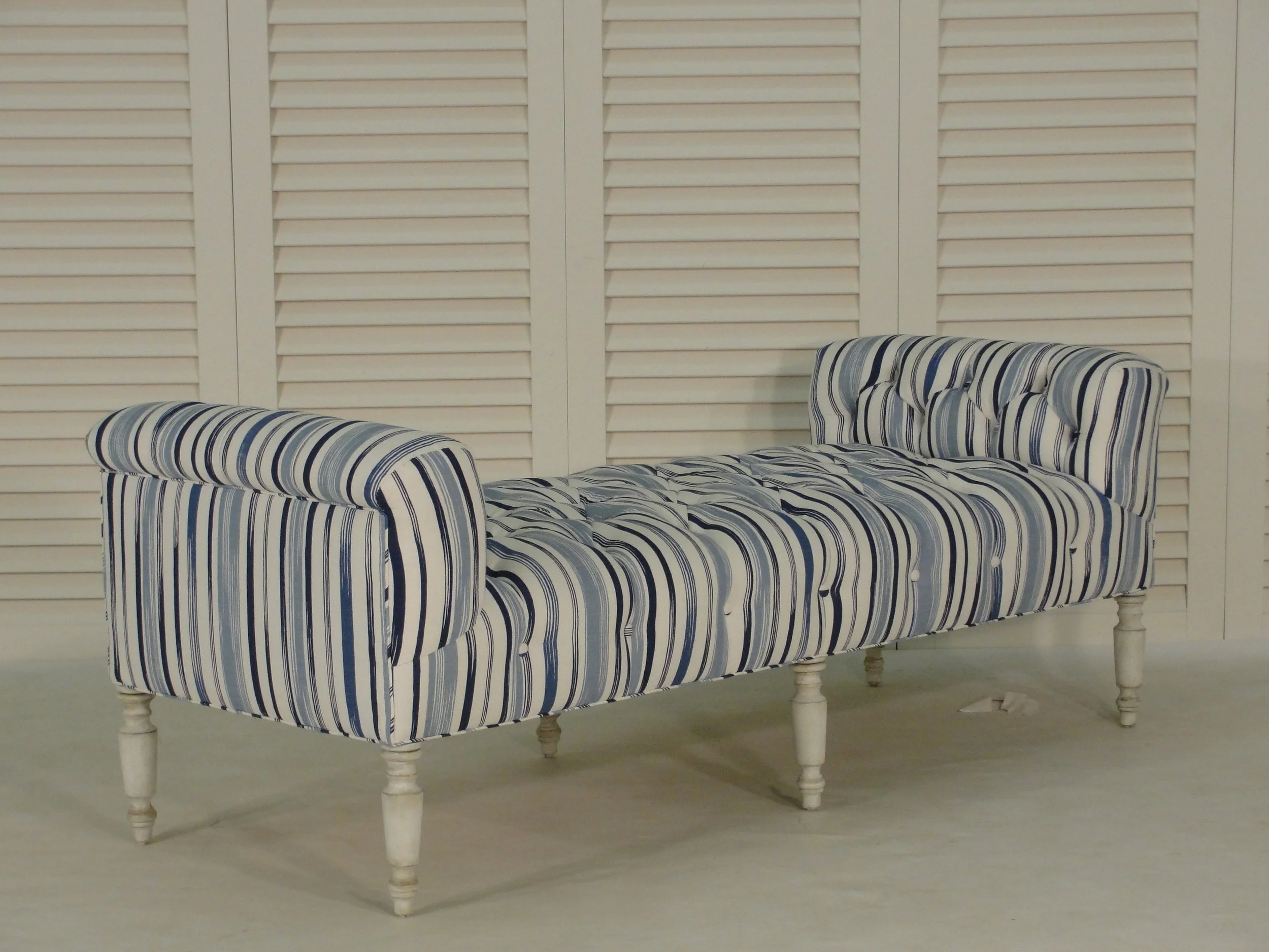 Shorter End Tufted Chaise with Custom Feet Detail
