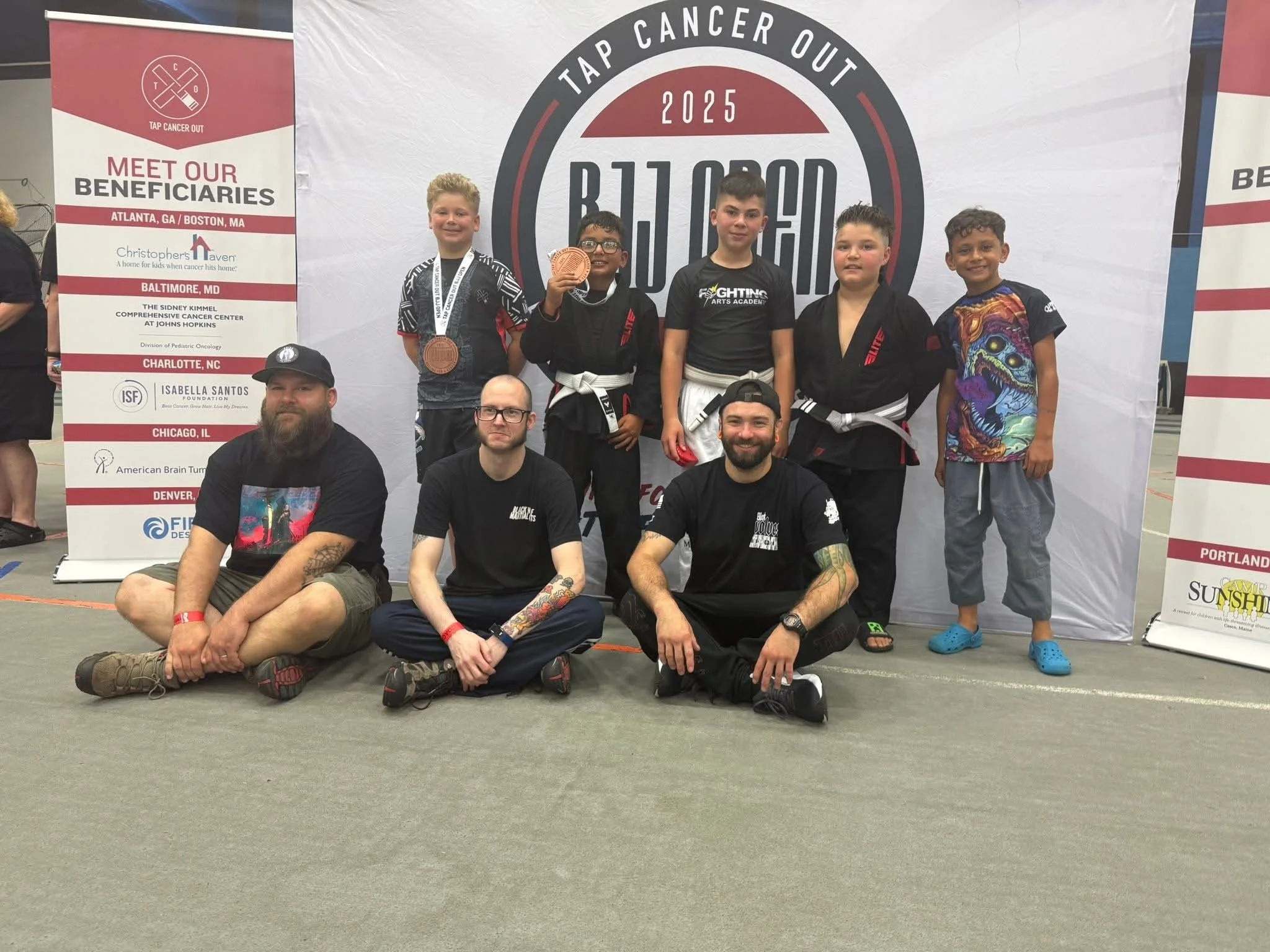 Kids competing at jiu-jitsu tournament