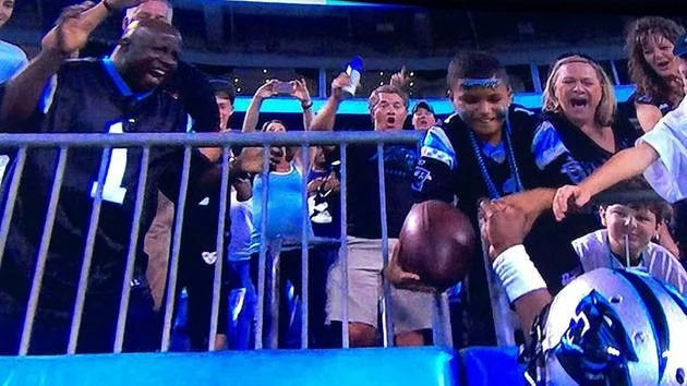 Lucky Raleigh Kid Gets Cam Newton Game Ball