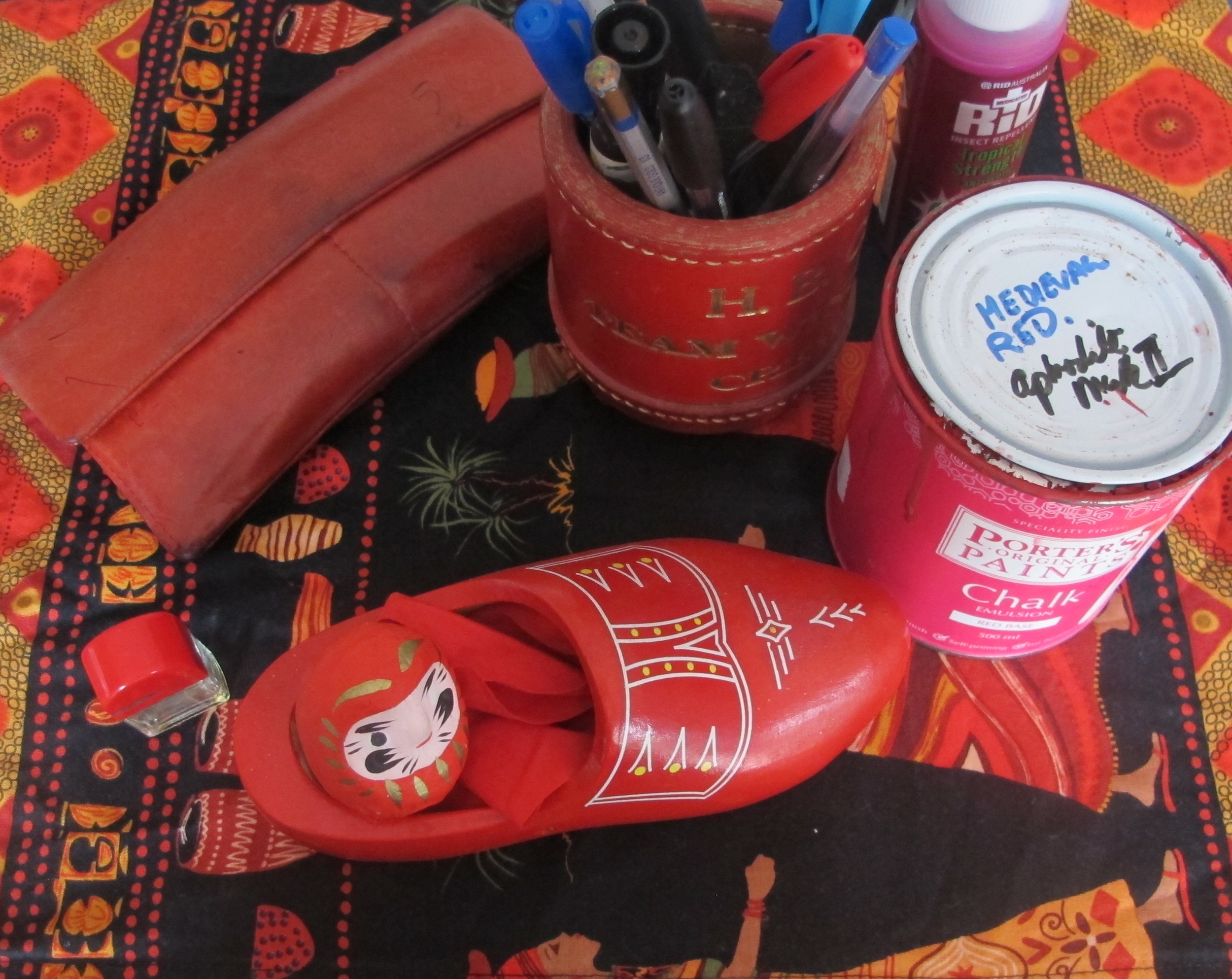 The paint and red things on my desk - maybe red is a closer friend than I think!