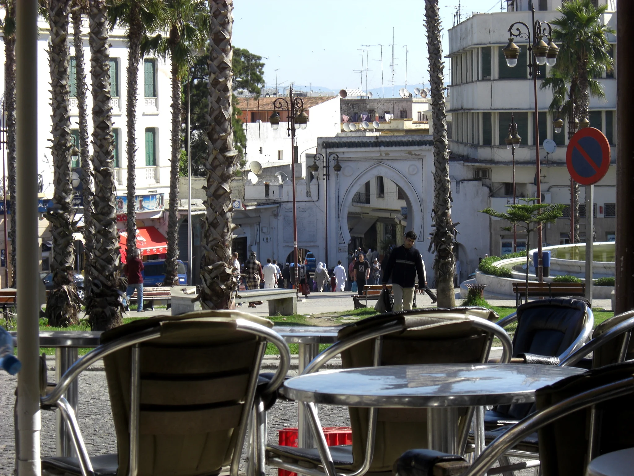My early morning cafe outside the gate to the Medina in Tangier