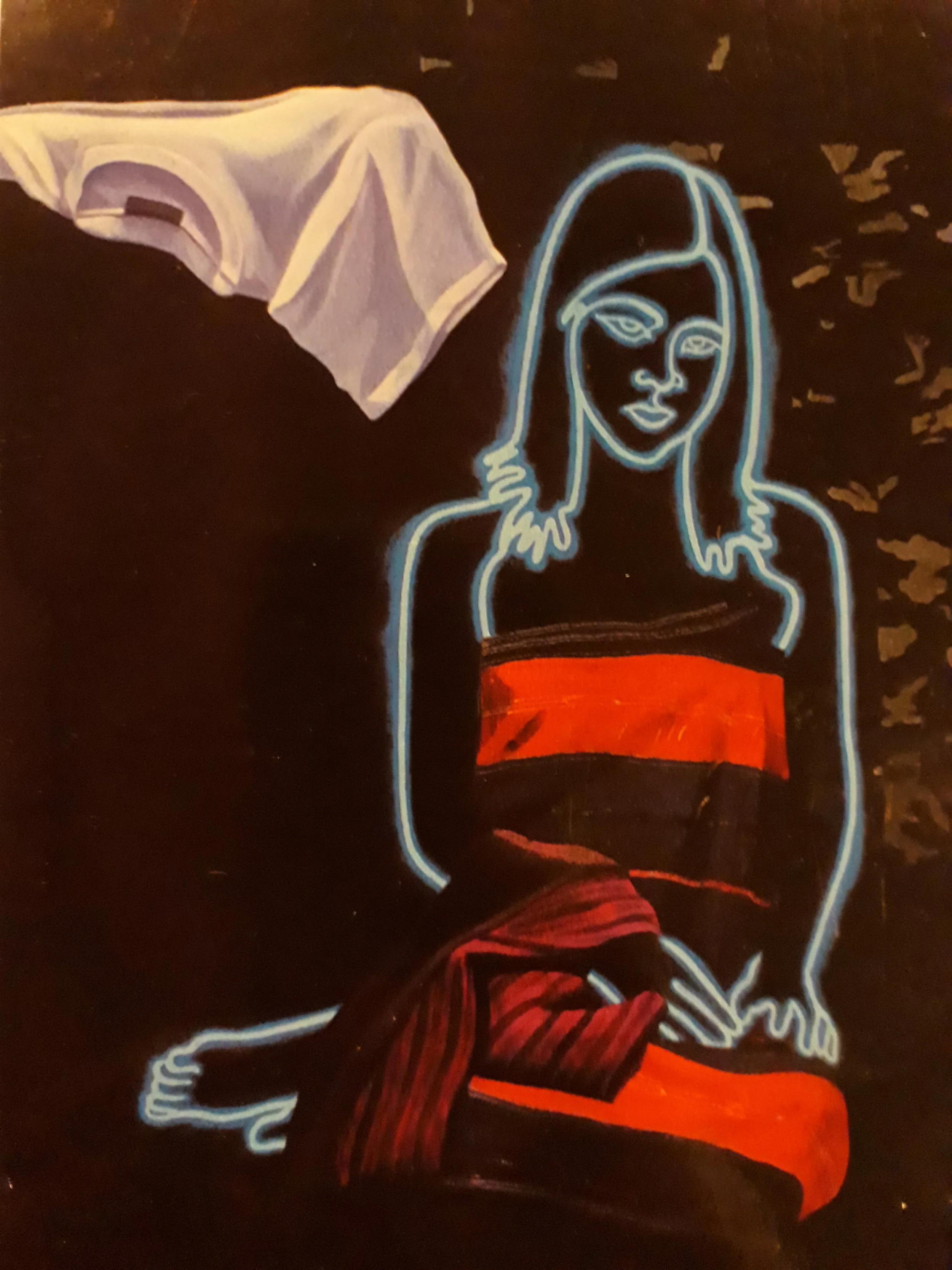 Neon Light - Courtesy of the artist Wattana Wattanapun. www.wattana-art.com. On display in the Wattana Gallery, Chiang Mai, Thailand. I found this portrait of a girl in neon quite haunting. It reminded me of a side of Hong Kong that I am glad is past, but it seems perhaps although the neon lights of the girlie-bars in Hong Kong have gone, the exploitation of young women continues relentlessly on.