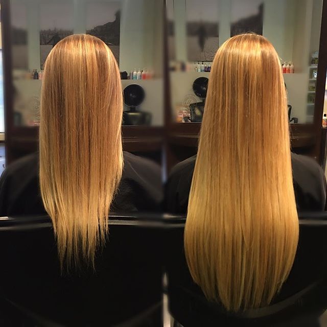 ⚡️Extensions by Marika. Having it straight really let's you see how blended they are. 👀 Have you ever had extensions? Would you get them again? #nofilter #longhair #beforeandafter #extensions #expert #yeghair #mousybrowns #yeg #beauty #style #fashio
