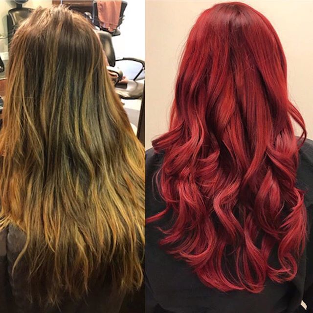 💥Lexi's color correction looks so good. A execution like this is full of patience, knowledge, skill and a good consultation. Great job! 💥#downtownyeg #protege #colorcorrection #beforeandafter #redheads #goldwell #knowledge #skill #mousybrowns #yegh