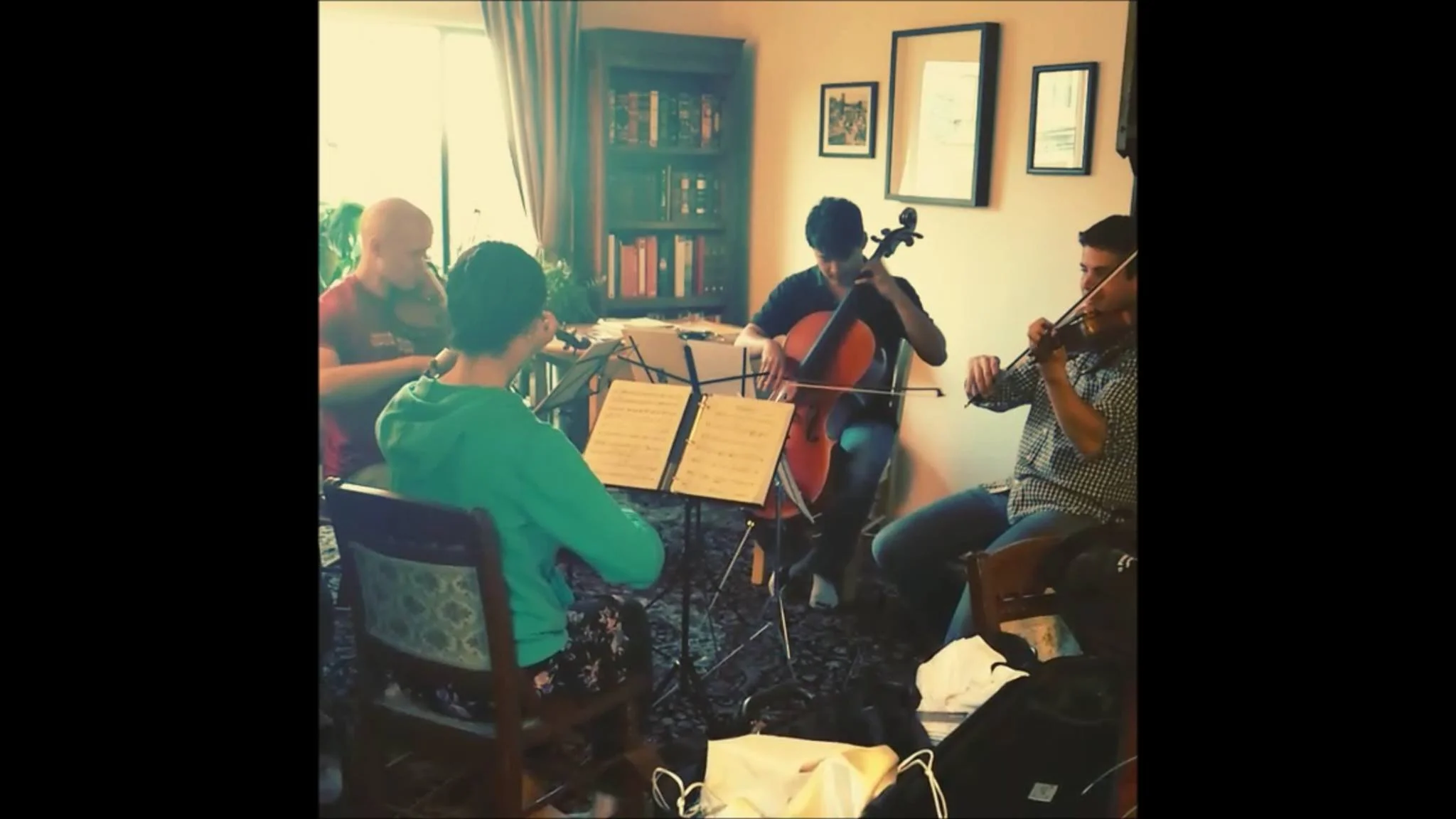 Rehearsing string quartet no.1 by Jose Gonzalez Granero