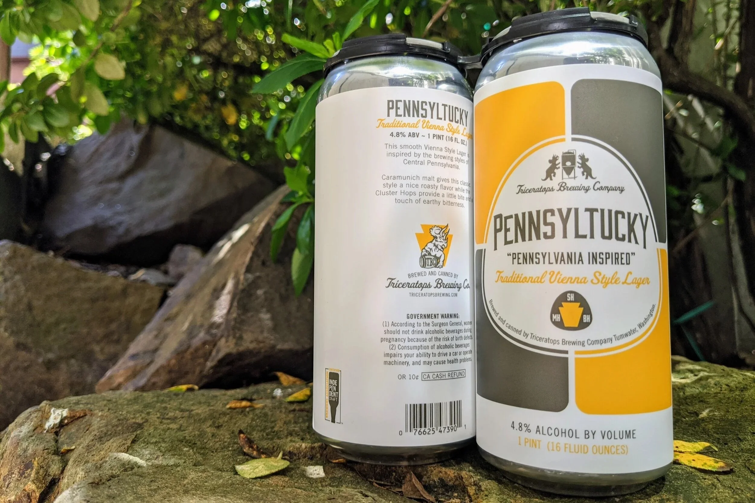 Two cans of Pennsyltucky lager