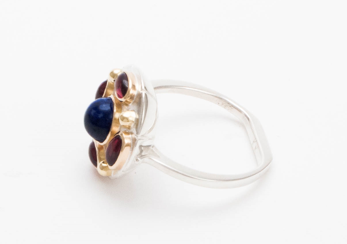 Terrestrial Delight_Sodalite, garnet, 14k and sterling silver (5).jpg