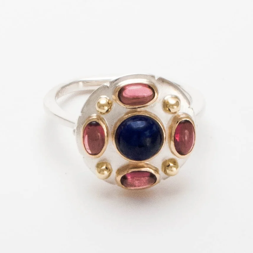Terrestrial Delight_Sodalite, garnet, 14k and sterling silver (2).jpg