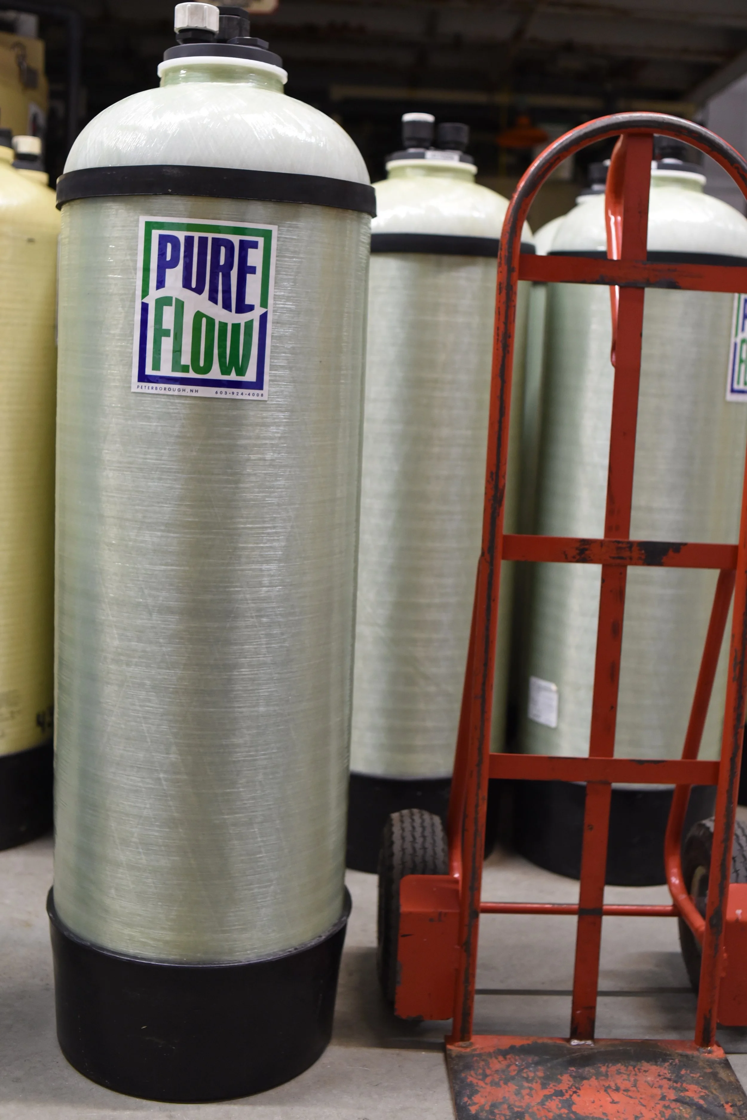 14" x 47" tanks - 3.6 cuft DI regenerated resin used in service deionization (SDI) services from Pure Flow