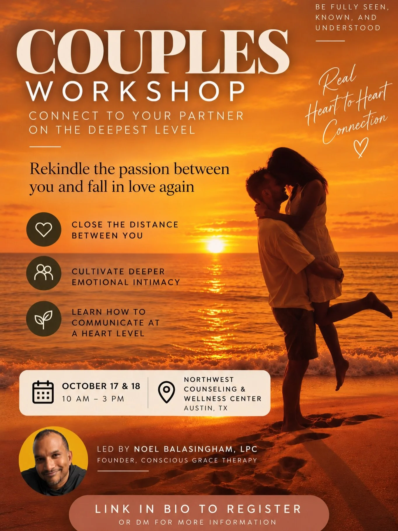 New Couples Workshop coming soon! Learn how to create the relationship you&rsquo;ve always longed for.  Find more details and register at consciousgrace.com