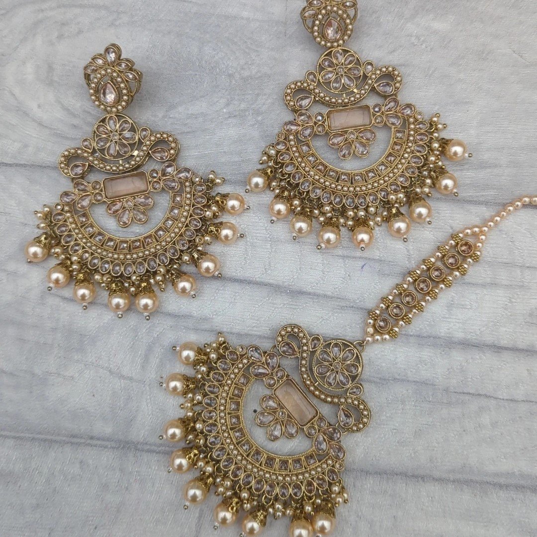 Antique Gold 'AMARA' Statement Tikka Earring Set