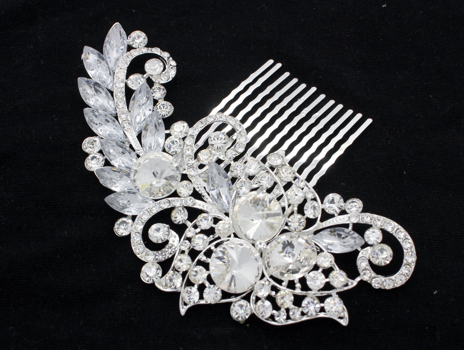 Silver Diamante Crystal Jewel Gem Bridal Hair Comb Grip Slide Fascinator —  Glimour Jewellery