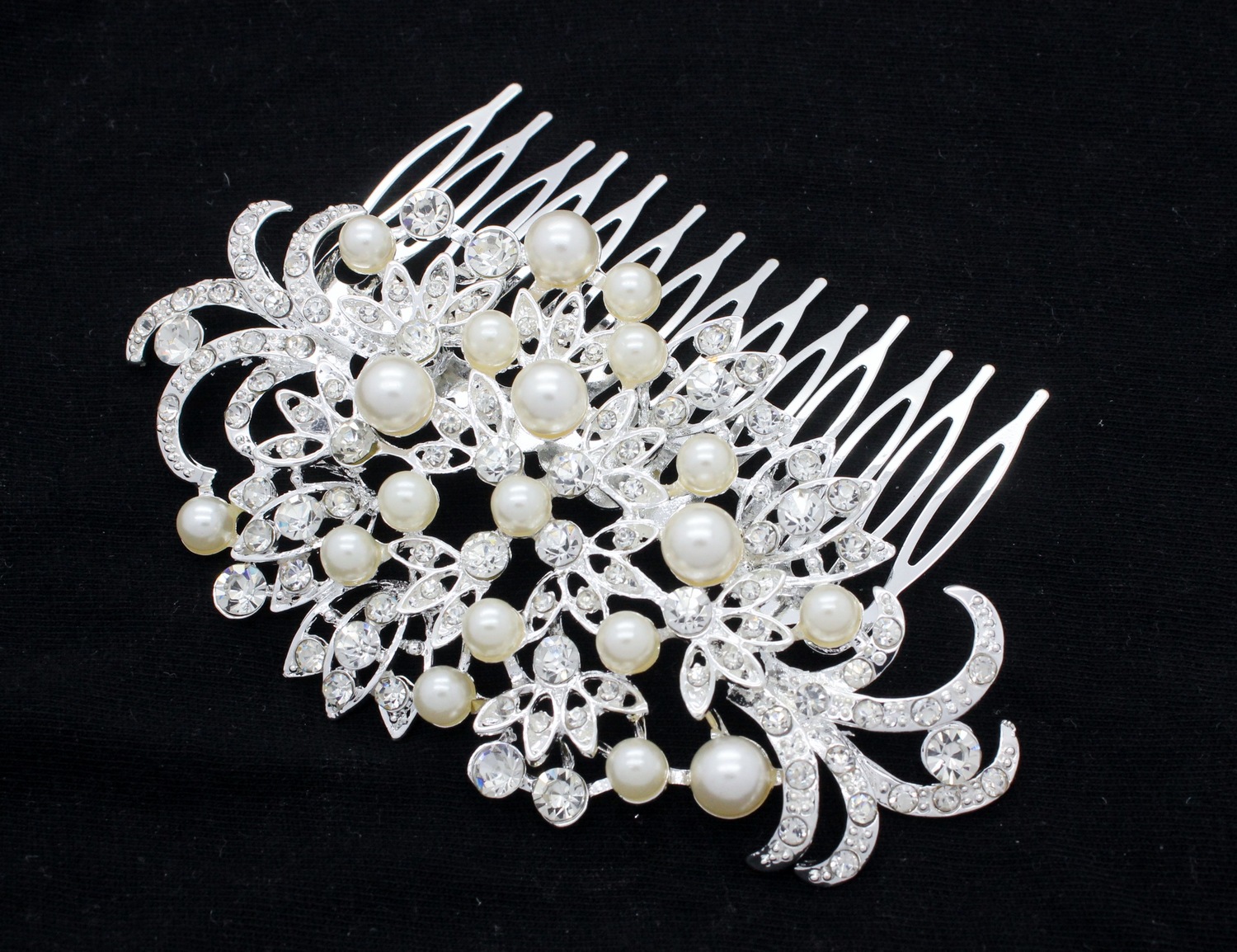 Silver Diamante Crystal Pearl Jewel Gem Bridal Hair Comb Grip Slide  Fascinator — Glimour Jewellery